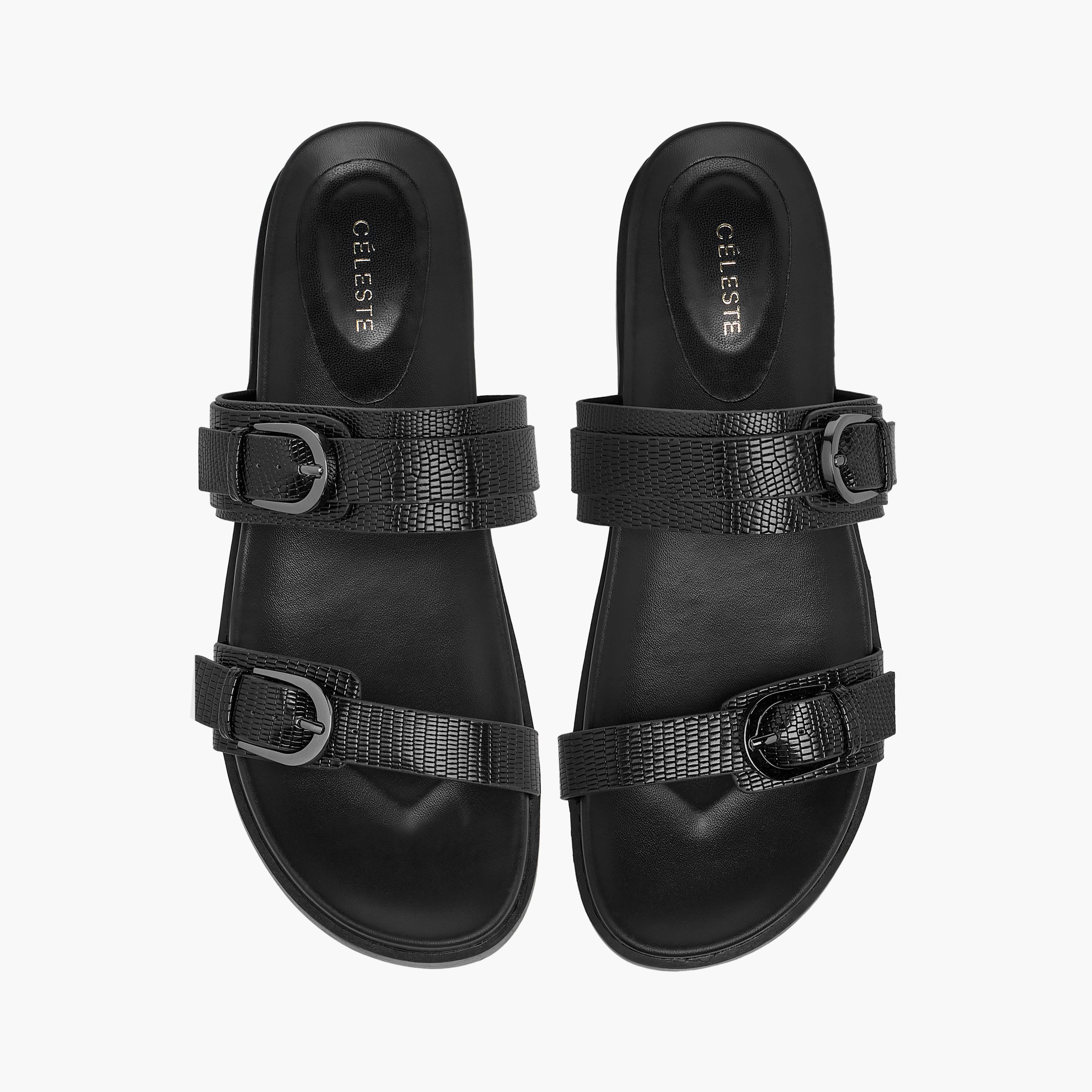 Celeste Women's Buckle Accent Slip-On Flat Sandals-women-shoes-flats-sandals-image-1