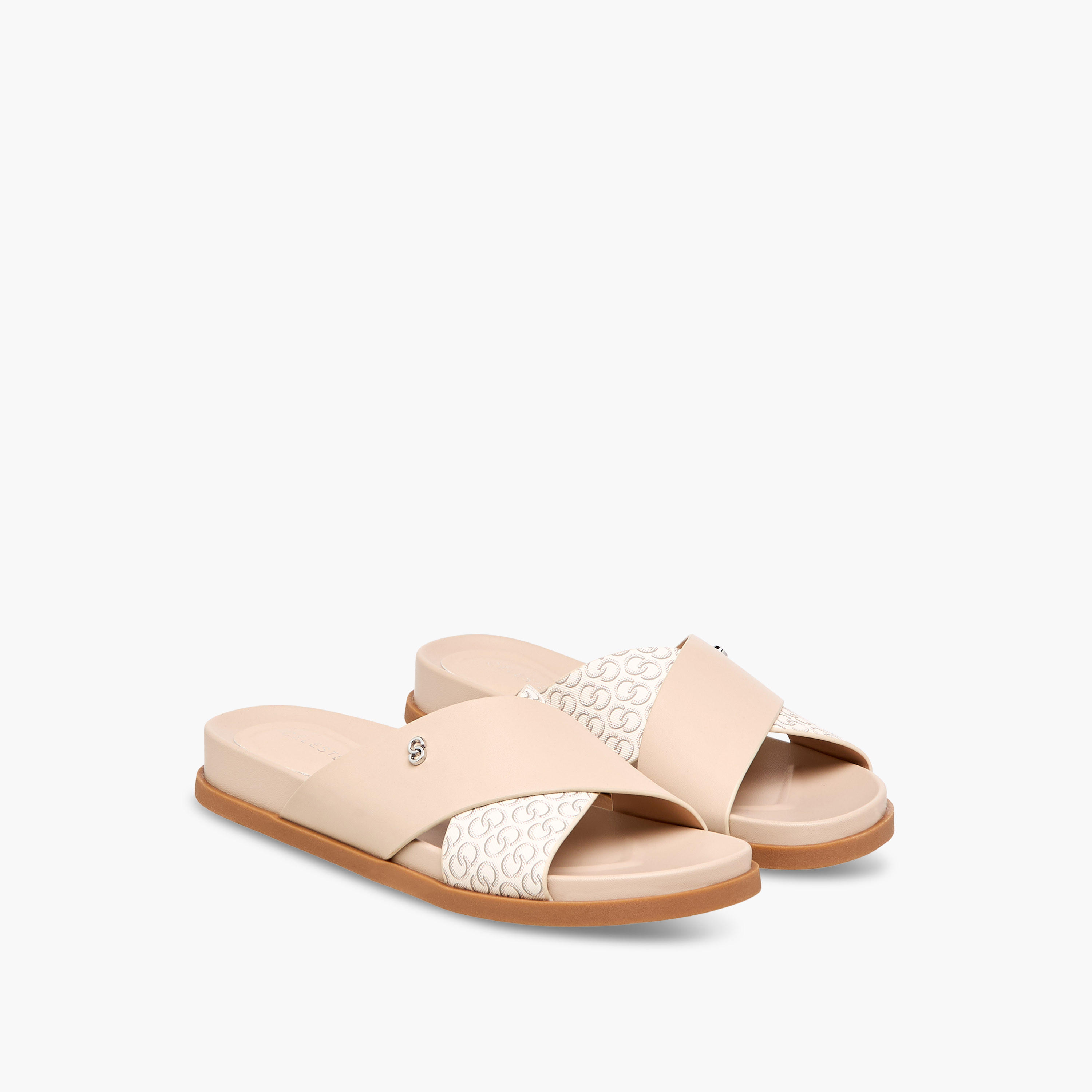 Celeste Women's Cross Strap Monogram Print Sandals-women-shoes-flats-sandals-image-1