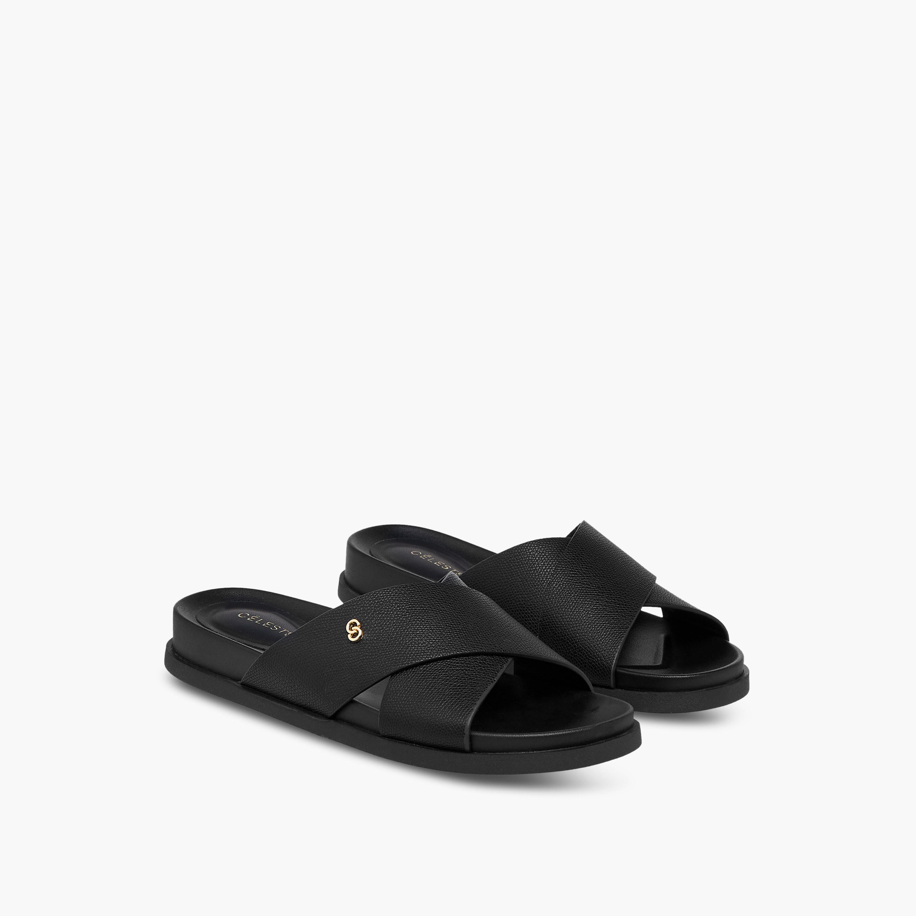 Celeste Women's Cross Strap Slip-On Sandals-women-shoes-flats-sandals-image-1