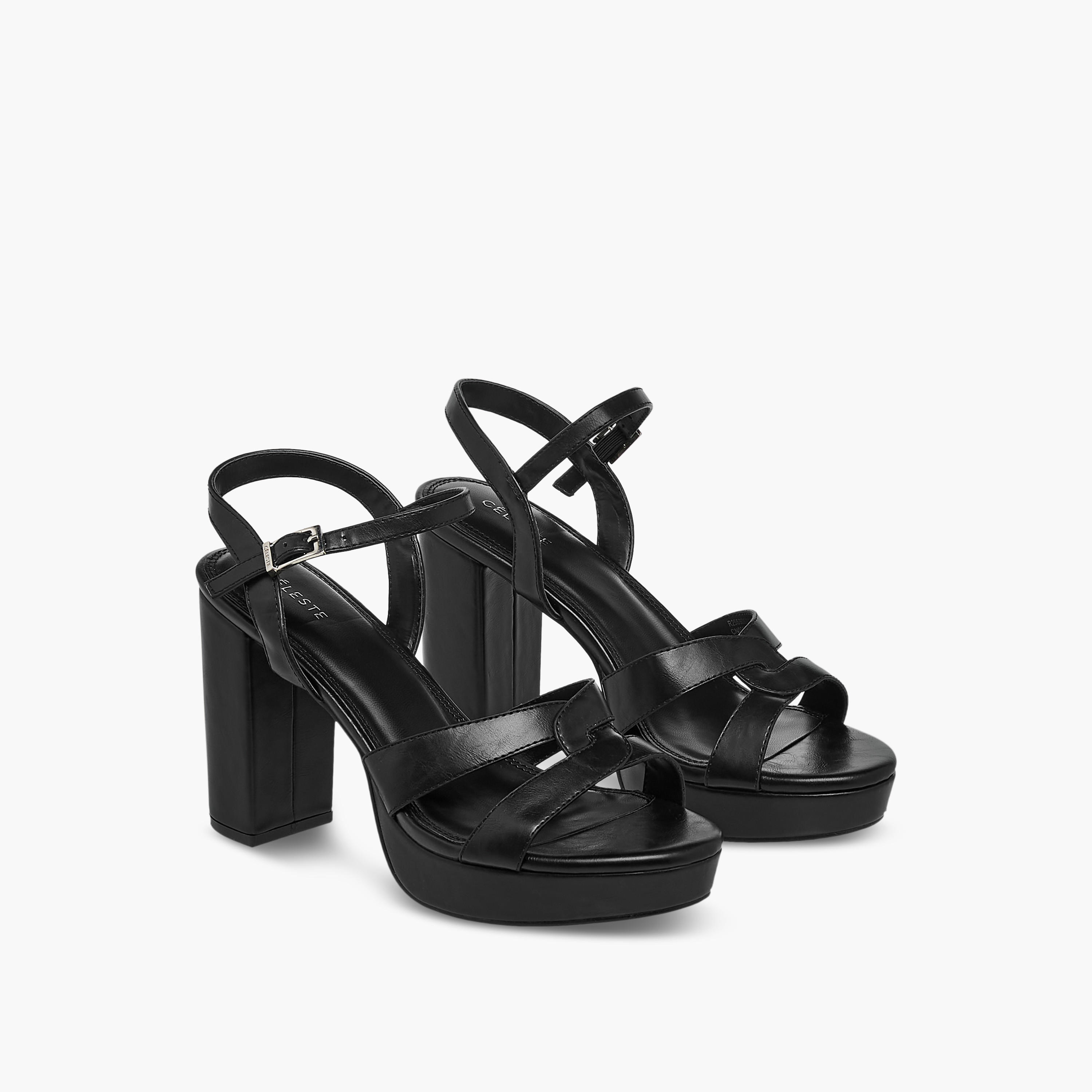 Celeste Women's Strappy Sandals with Buckle Closure and Block Heels-women-shoes-sandals-heeled-image-1