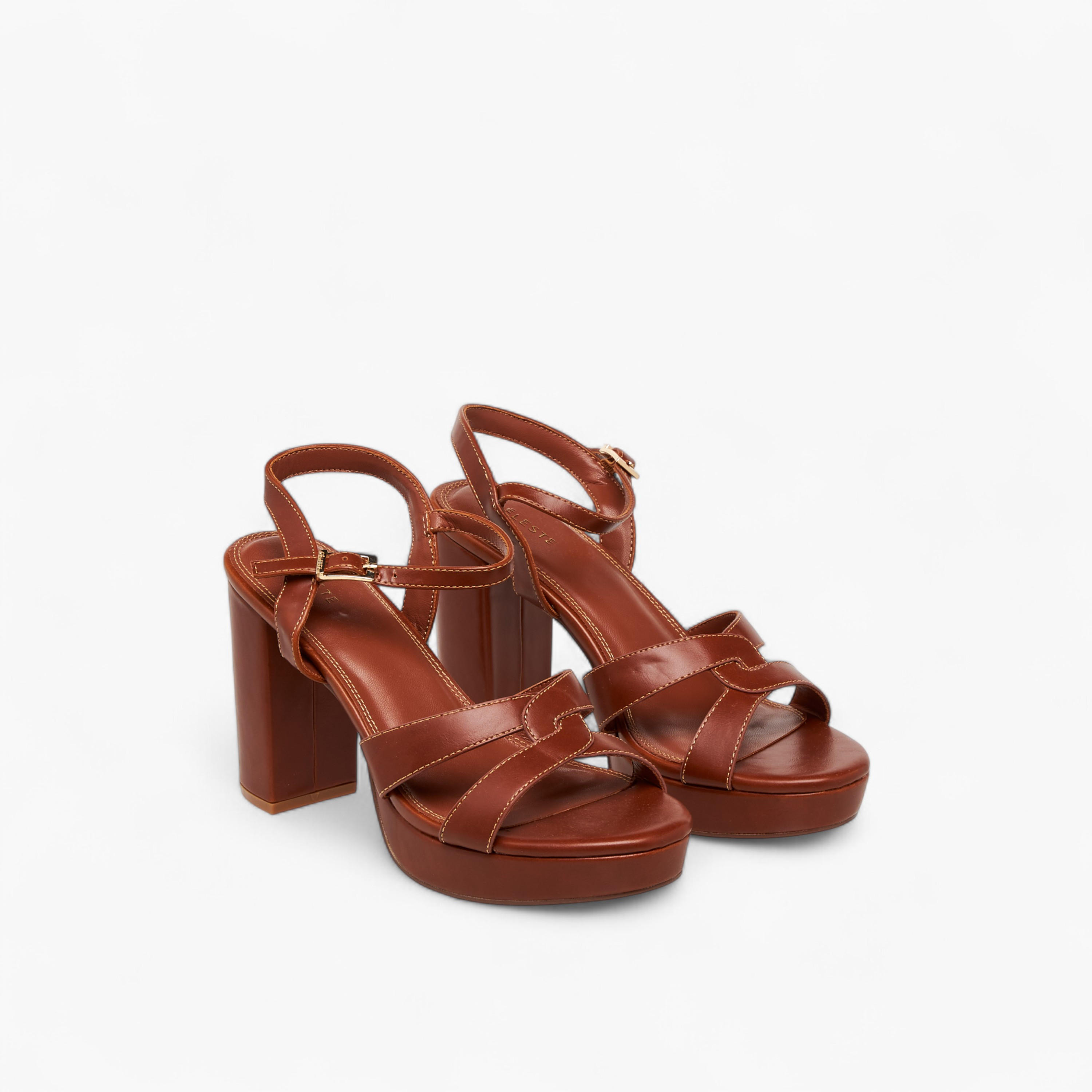 Celeste Women's Strappy Sandals with Buckle Closure and Block Heels-women-shoes-sandals-heeled-image-1