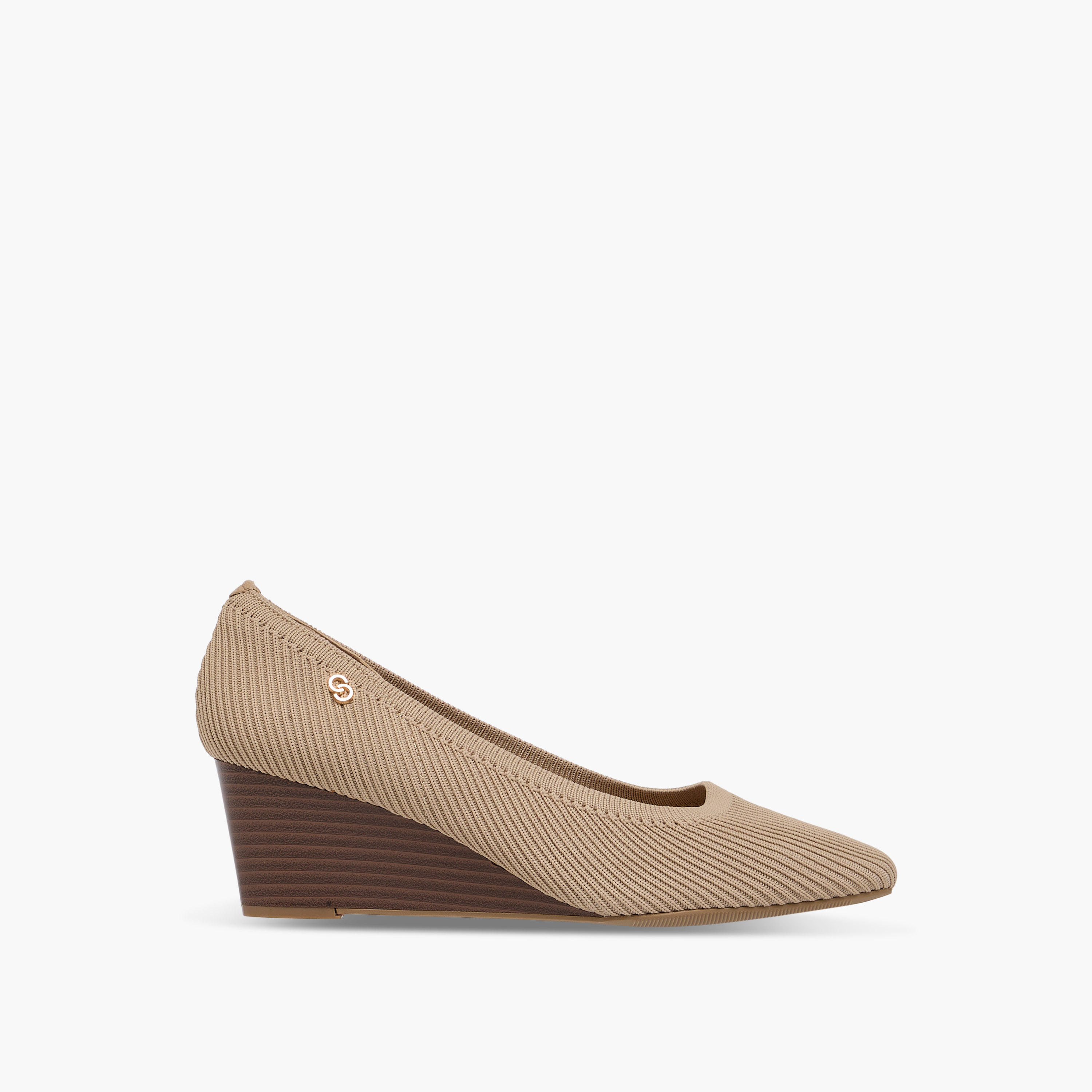 Celeste Women's Textured Slip-On Wedge Heel Shoes-women-shoes-heels-image-3
