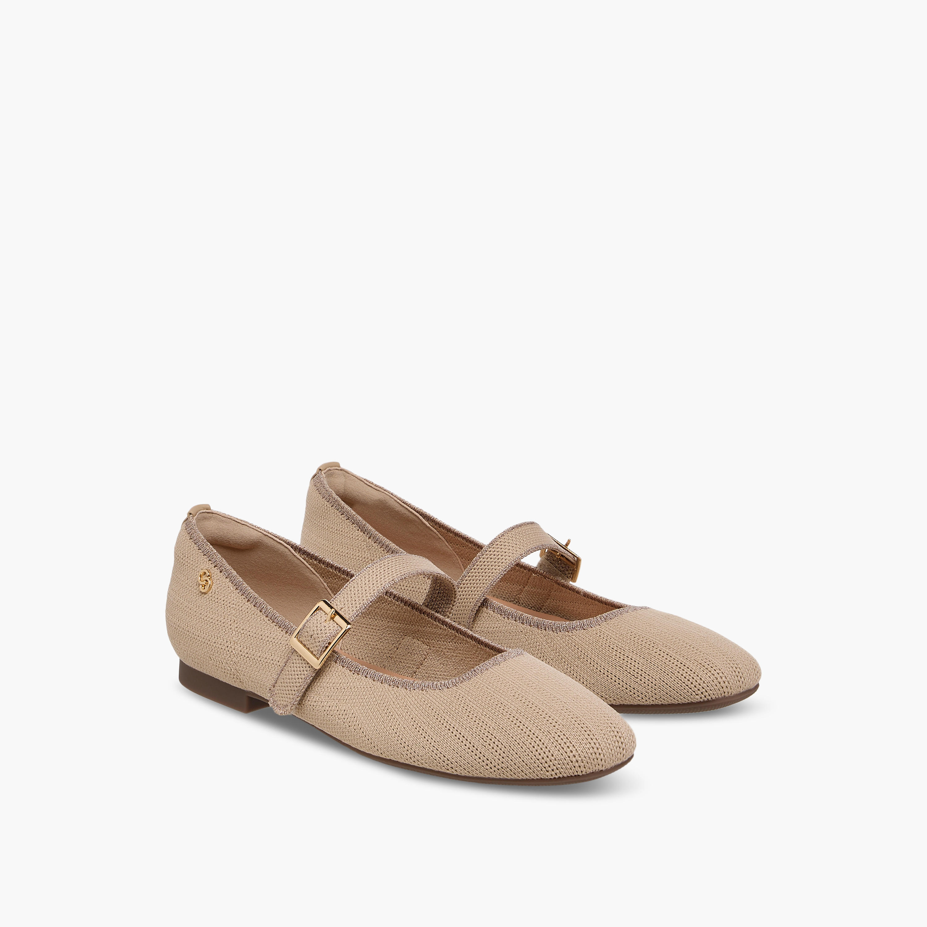 Celeste Women's Textured Mary Jane Shoes with Buckle Closure-women-shoes-ballerinas-image-1