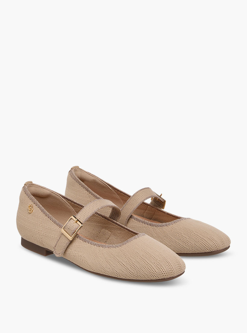 Celeste Women's Textured Mary Jane Shoes with Buckle Closure-women-shoes-ballerinas-image-1