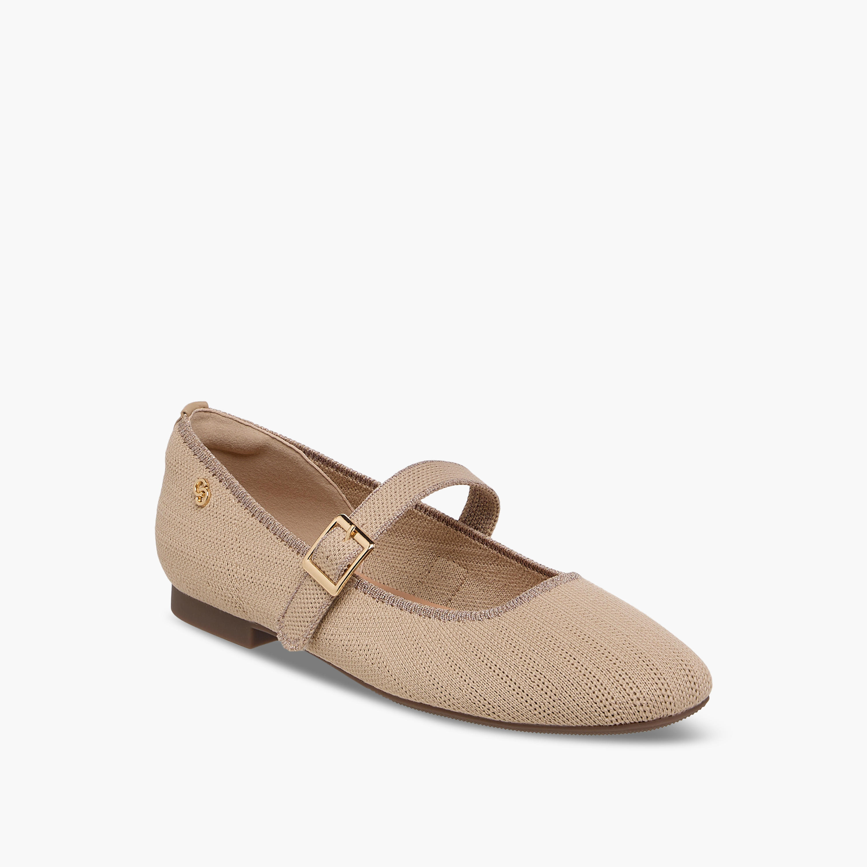 Celeste Women's Textured Mary Jane Shoes with Buckle Closure-women-shoes-ballerinas-image-2