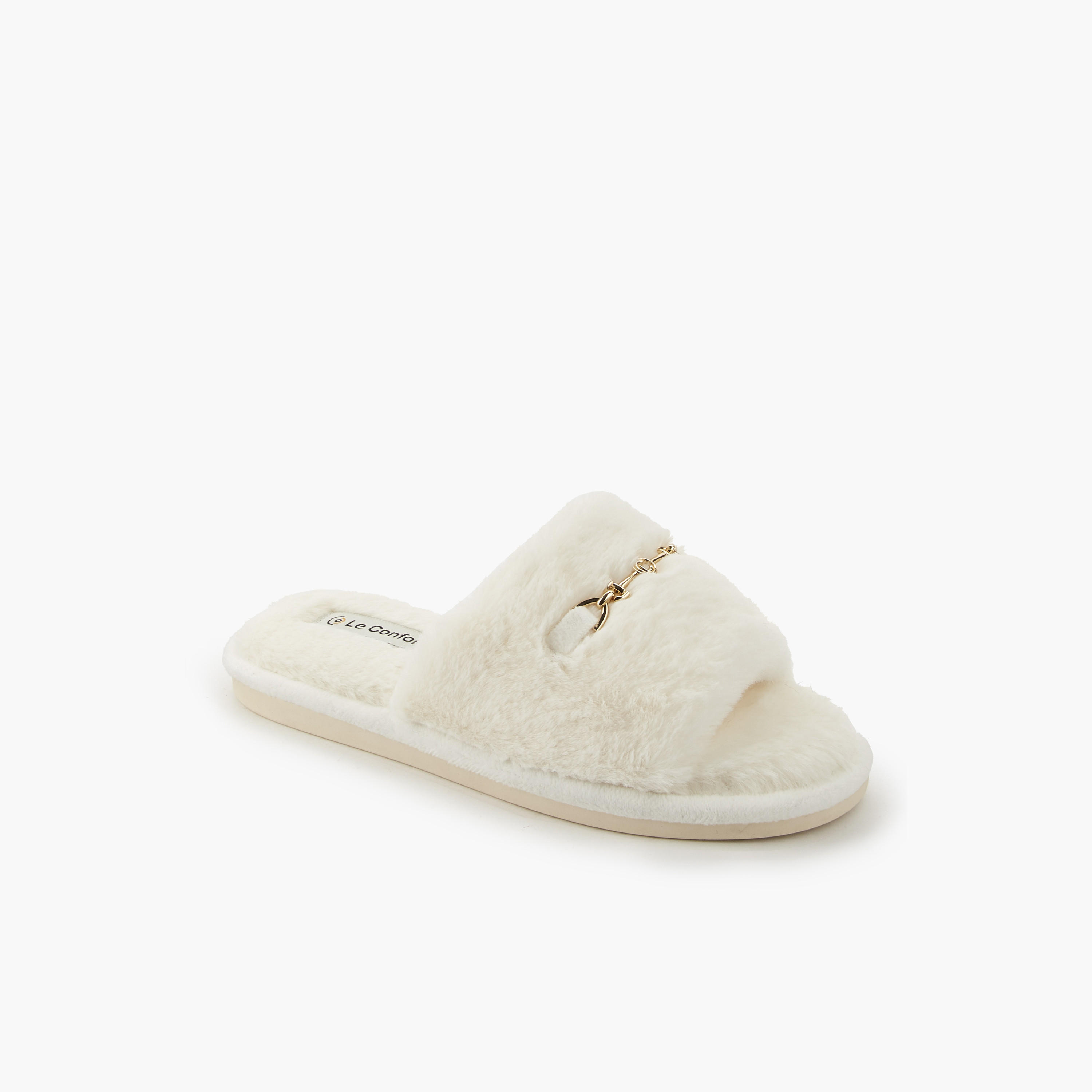 Le Confort Women Faux Fur Bedroom Slides-women-shoes-bedroomslippers-image-3