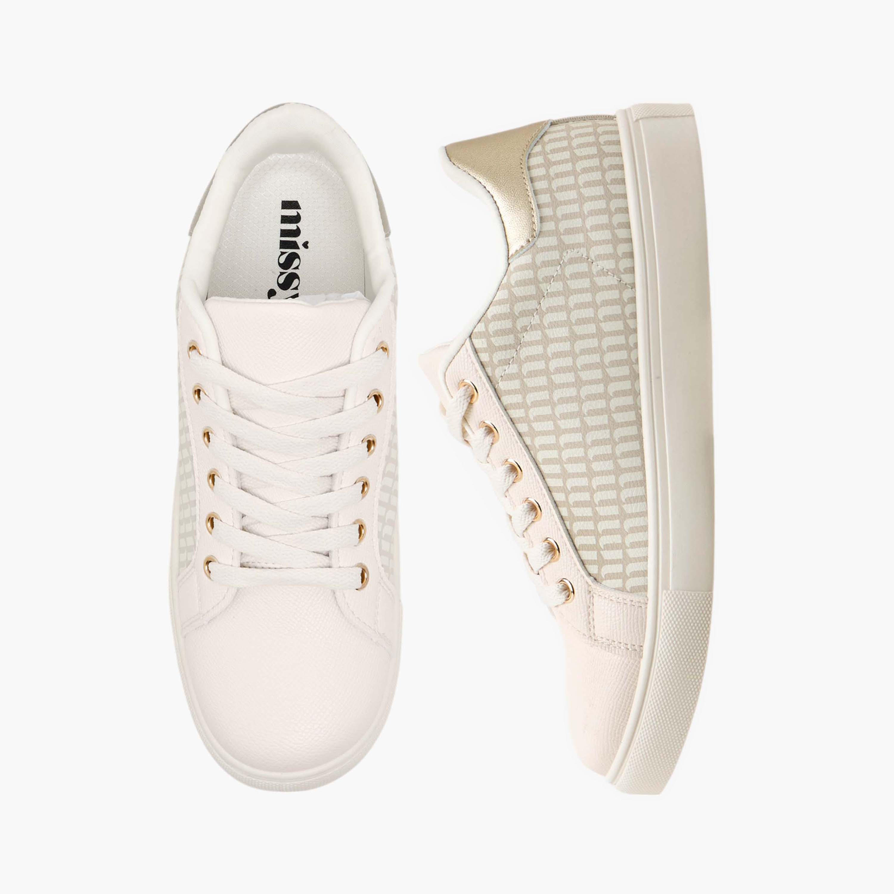 Missy Monogram Print Sneakers with Lace-Up Closure-women-shoes-sneakers-image-1