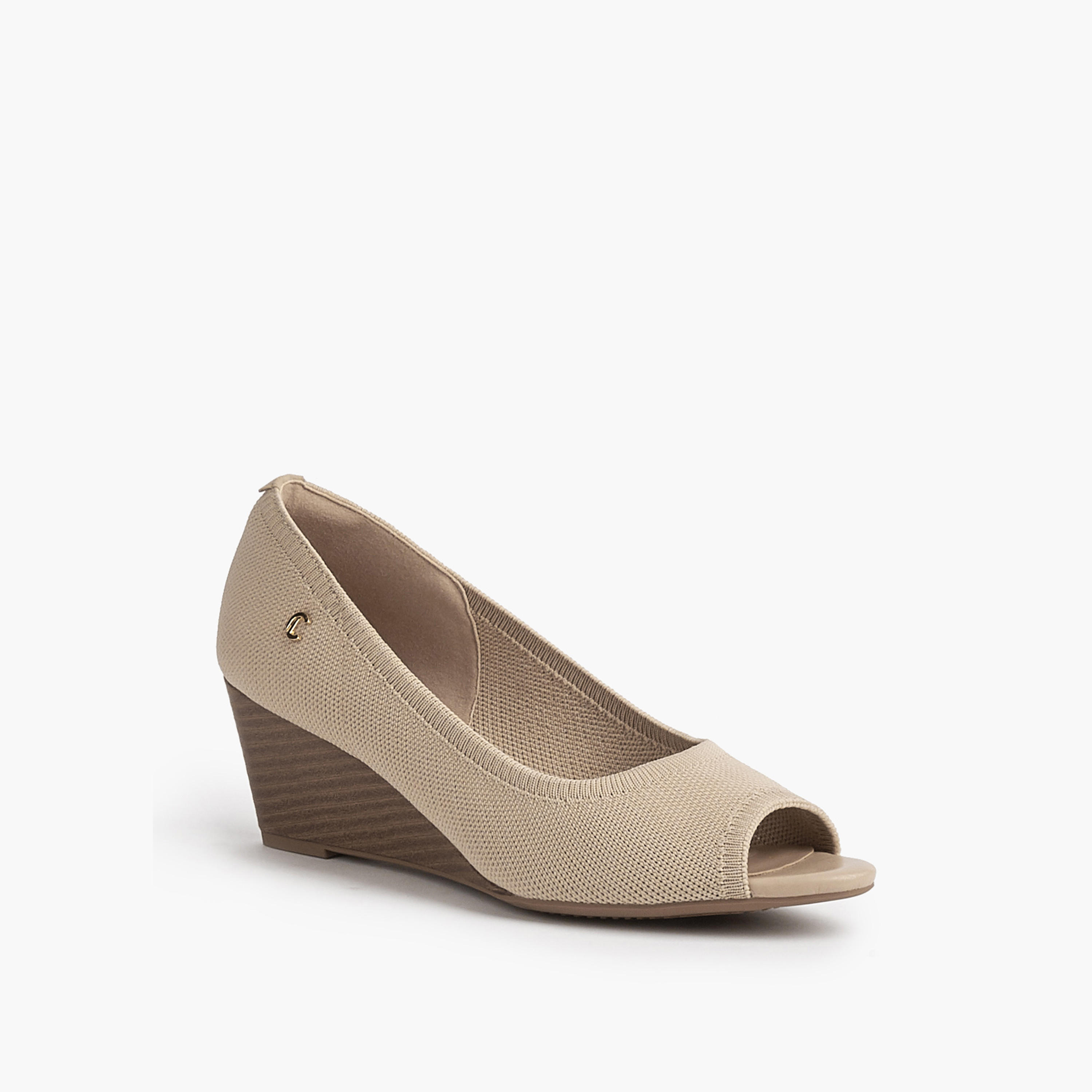 Le Confort Textured Slip-On Comfort Shoes with Wedge Heels-women-shoes-heels-image-3