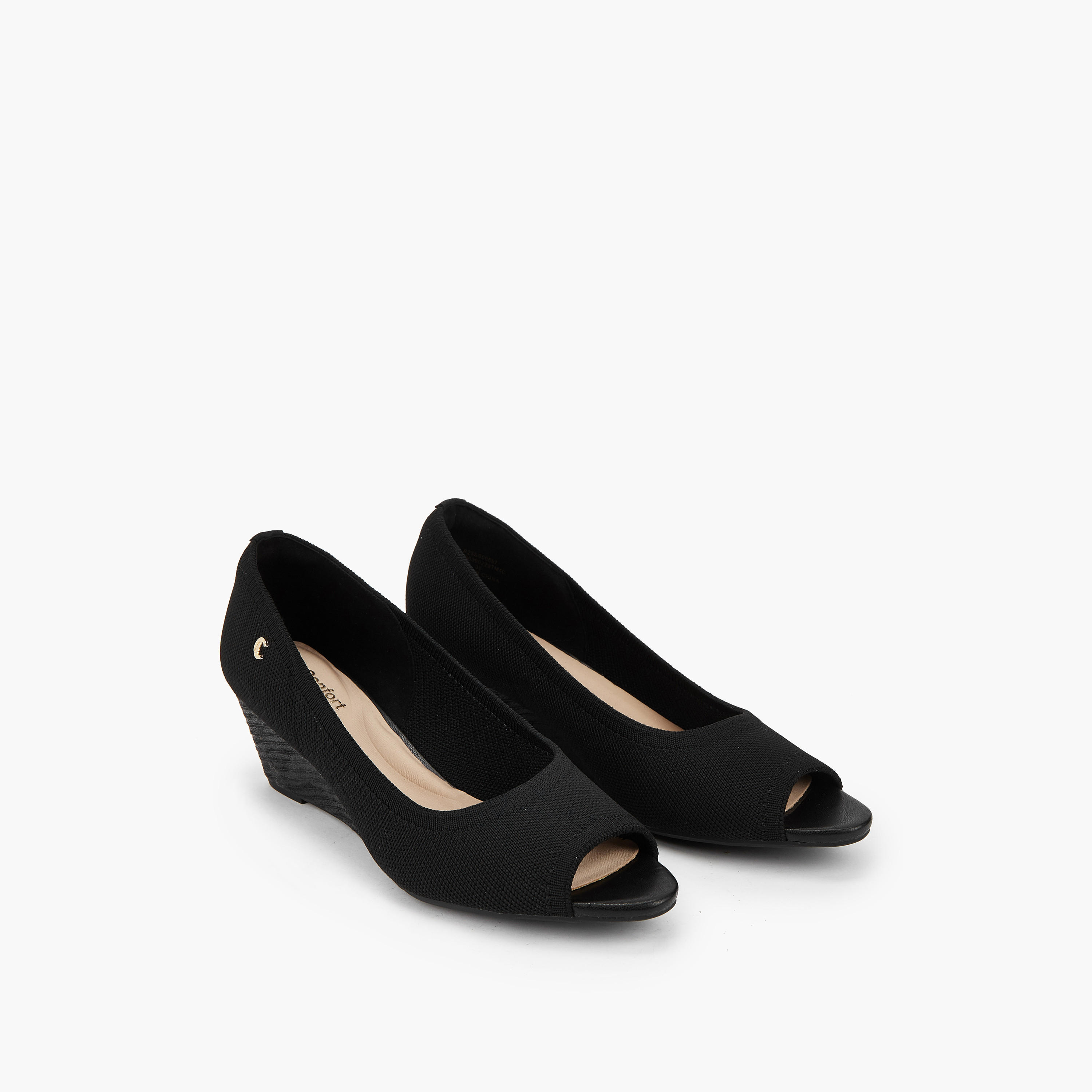 حذاء مريح بارز الملمس سهل الارتداء وبكعب ويدج من لو كونفورت-women-shoes-heels-image-1