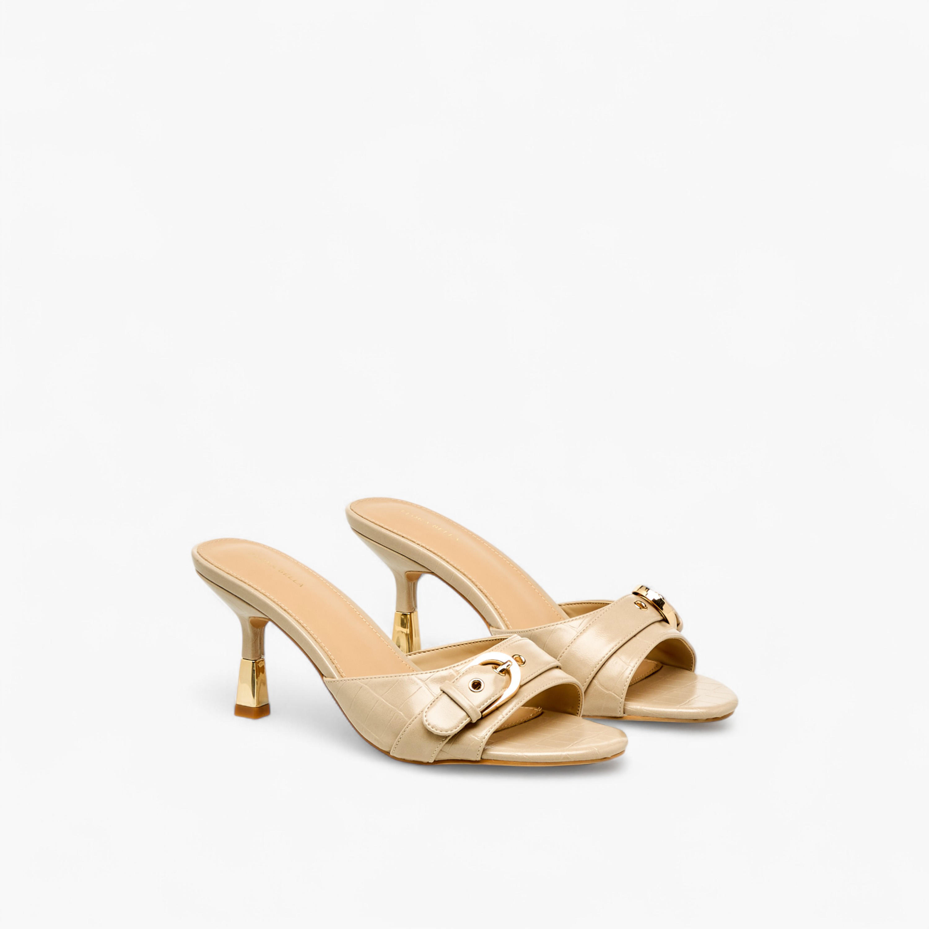 Flora Bella Women Buckle Detail Flared Heel Sandals-women-shoes-sandals-heeled-image-1