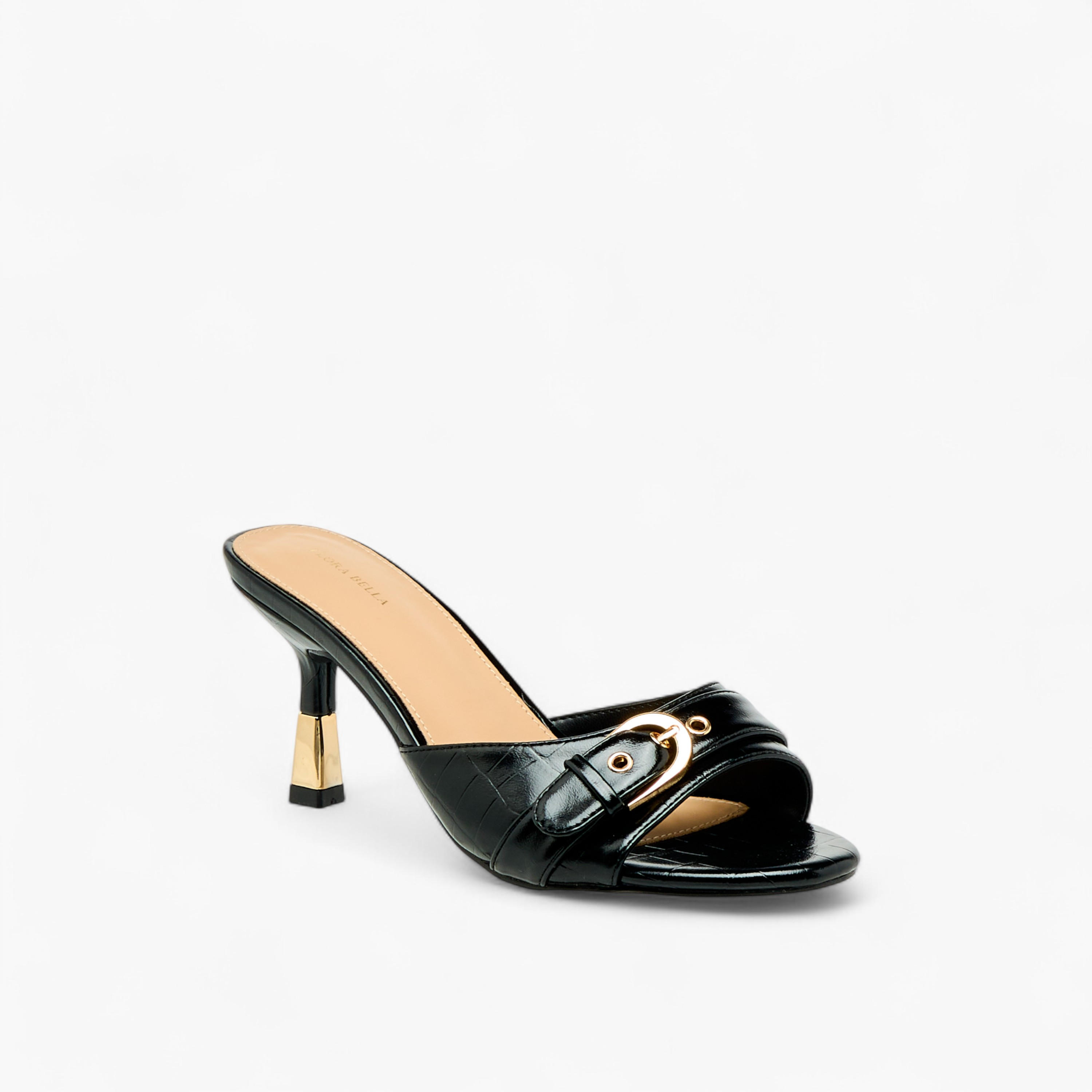 Flora Bella Women Buckle Detail Flared Heel Sandals-women-shoes-sandals-heeled-image-2