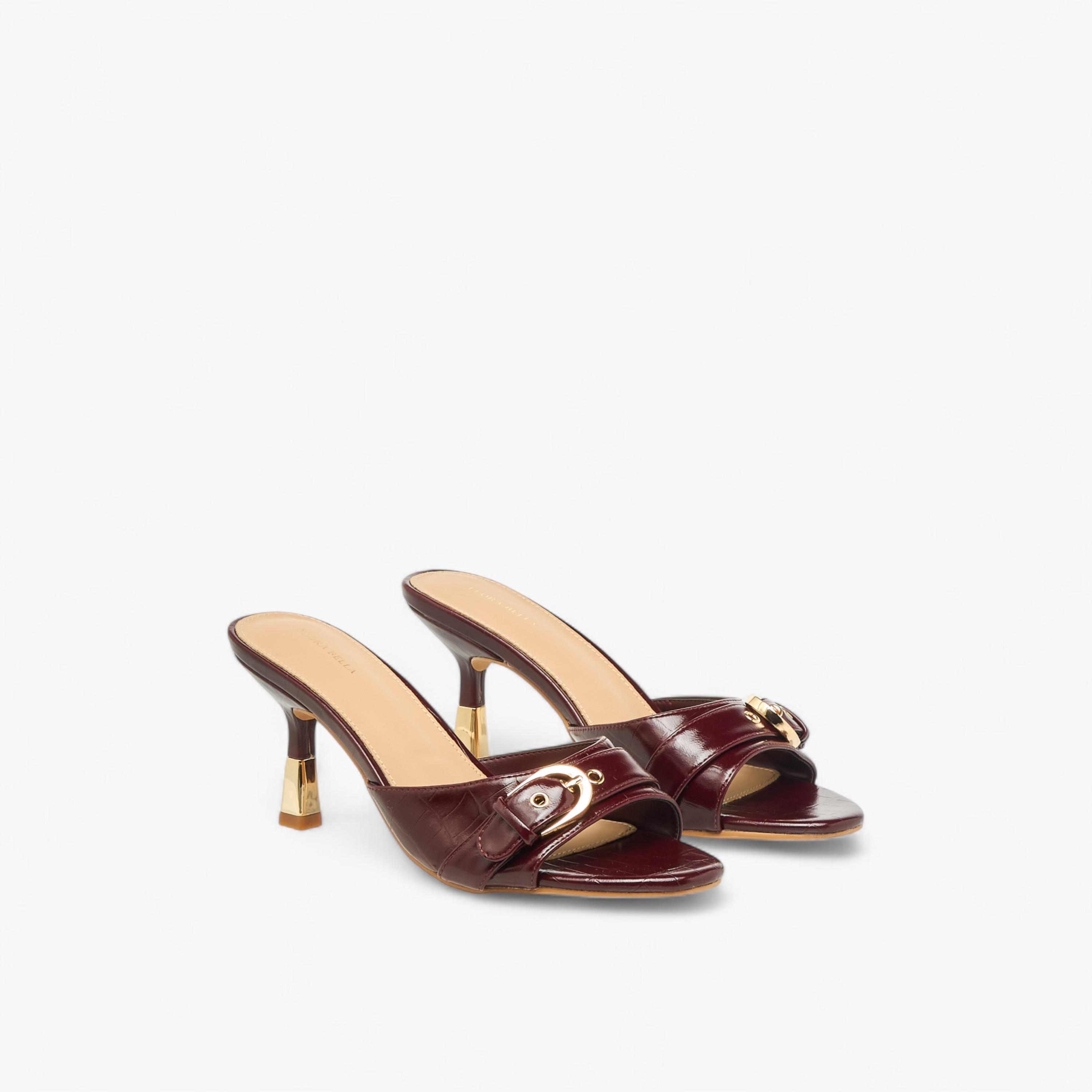 Flora Bella Women Buckle Detail Flared Heel Sandals-women-shoes-sandals-heeled-image-1