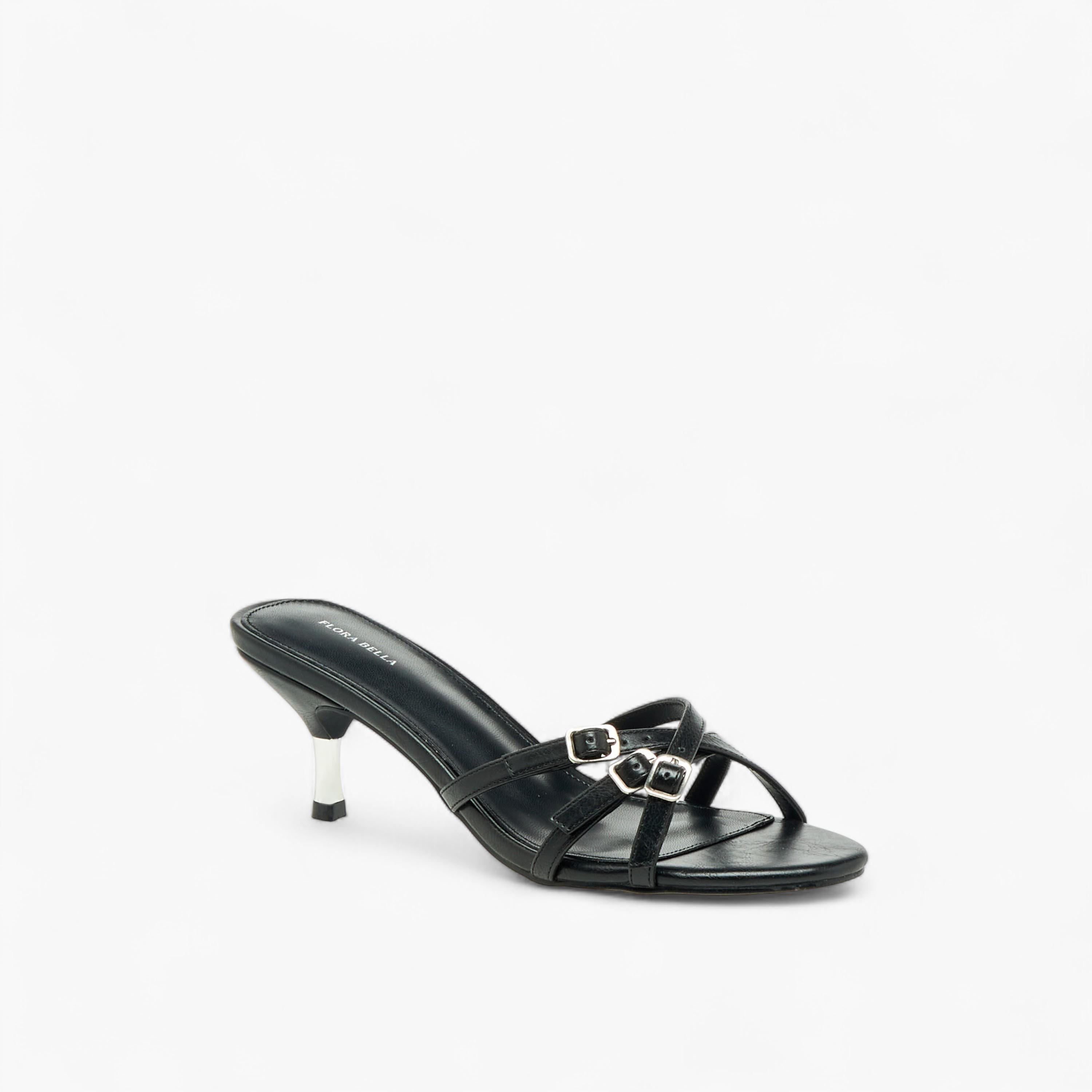 Flora Bella Womens Buckle Detail Flared Heel Sandals-women-shoes-sandals-heeled-image-2