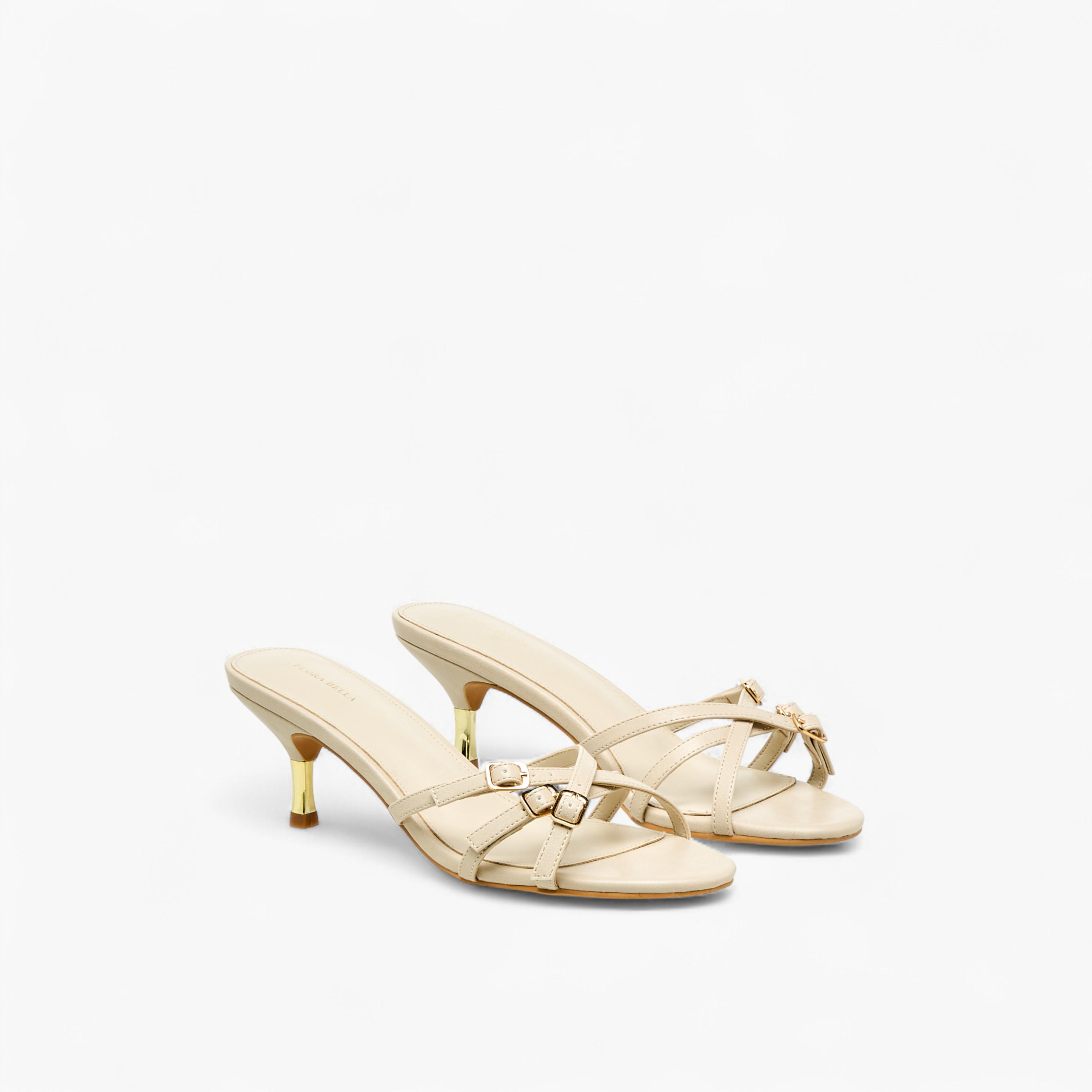 Flora Bella Womens Buckle Detail Flared Heel Sandals-women-shoes-sandals-heeled-image-1