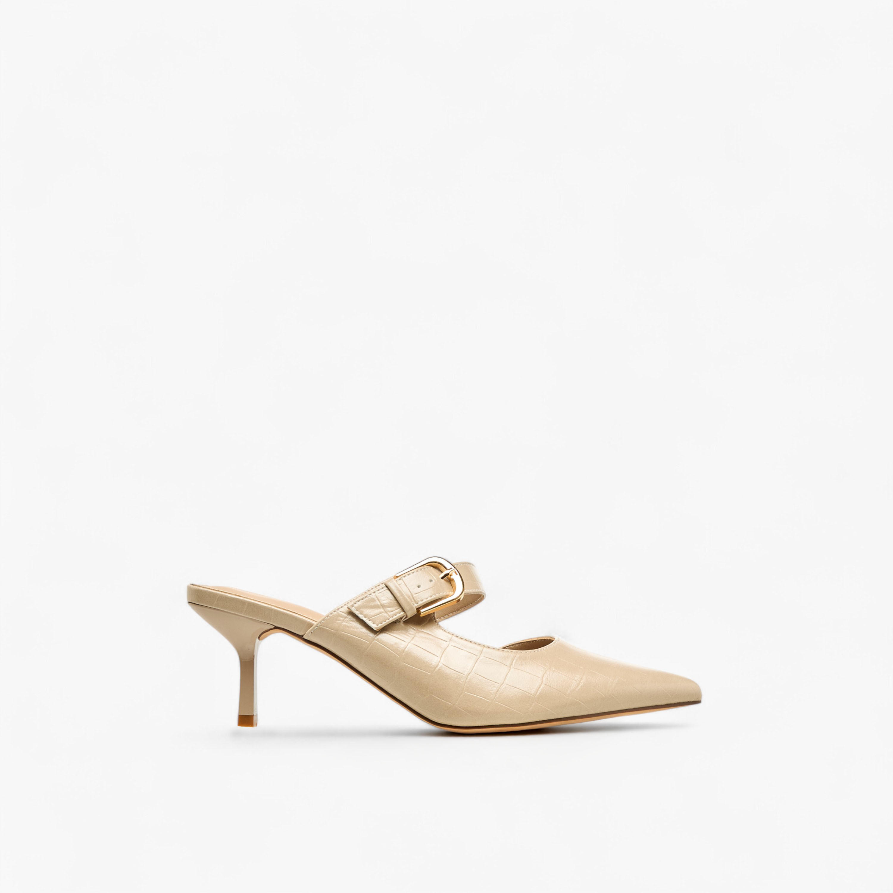 Flora Bella Womens Buckle Detail Flared Heel Mules-women-shoes-heels-image-3