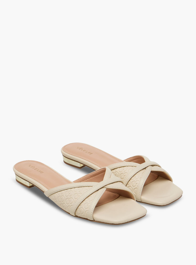 Celeste Women Monogram Embossed Sandals-women-shoes-flats-sandals-image-1