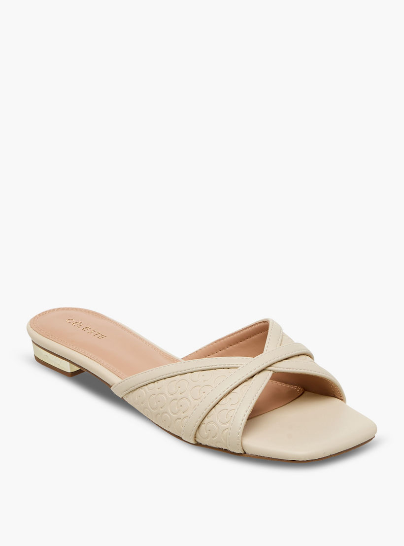 Celeste Women Monogram Embossed Sandals-women-shoes-flats-sandals-image-2