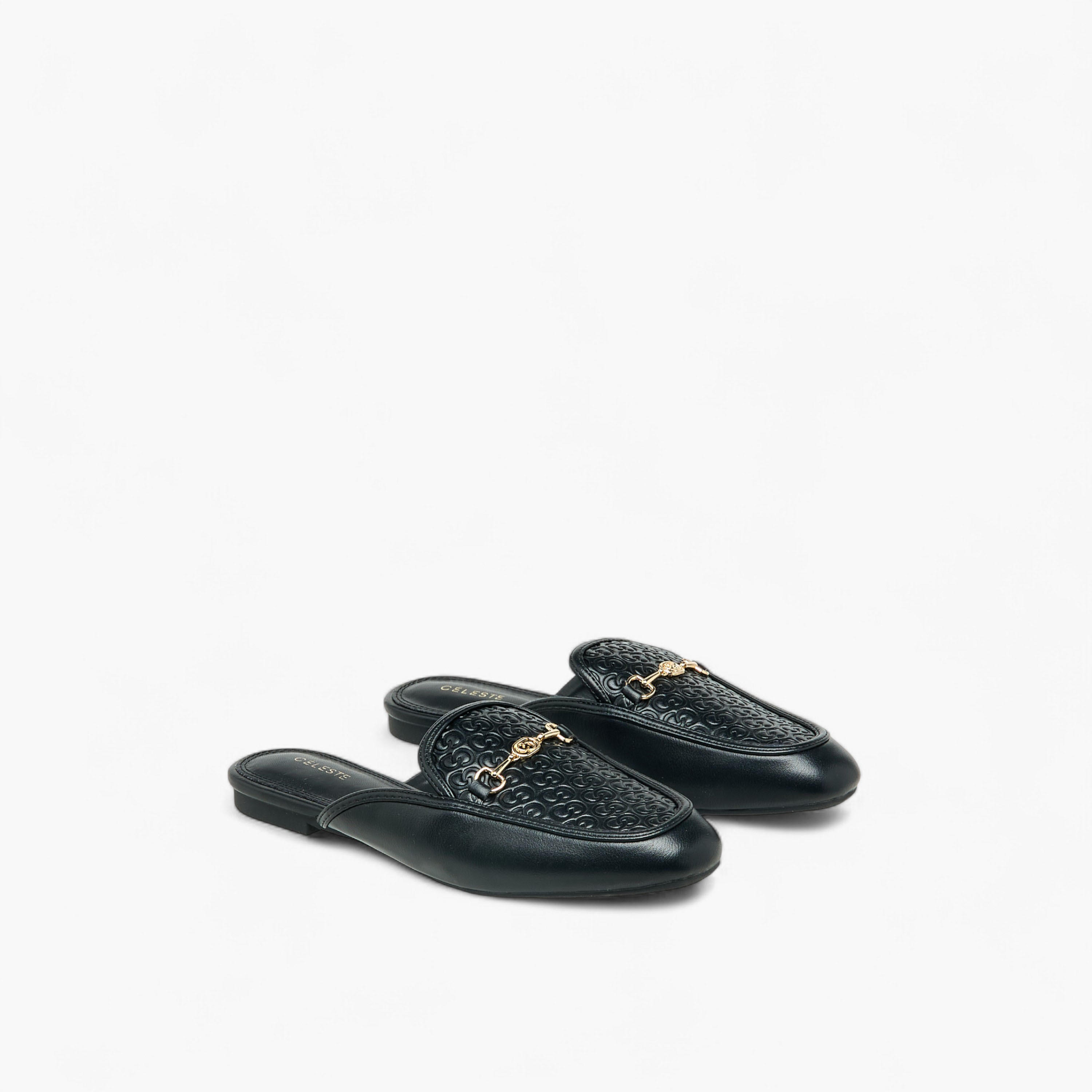 Celeste Women Monogram Embossed Mules-women-shoes-flats-mules-image-1