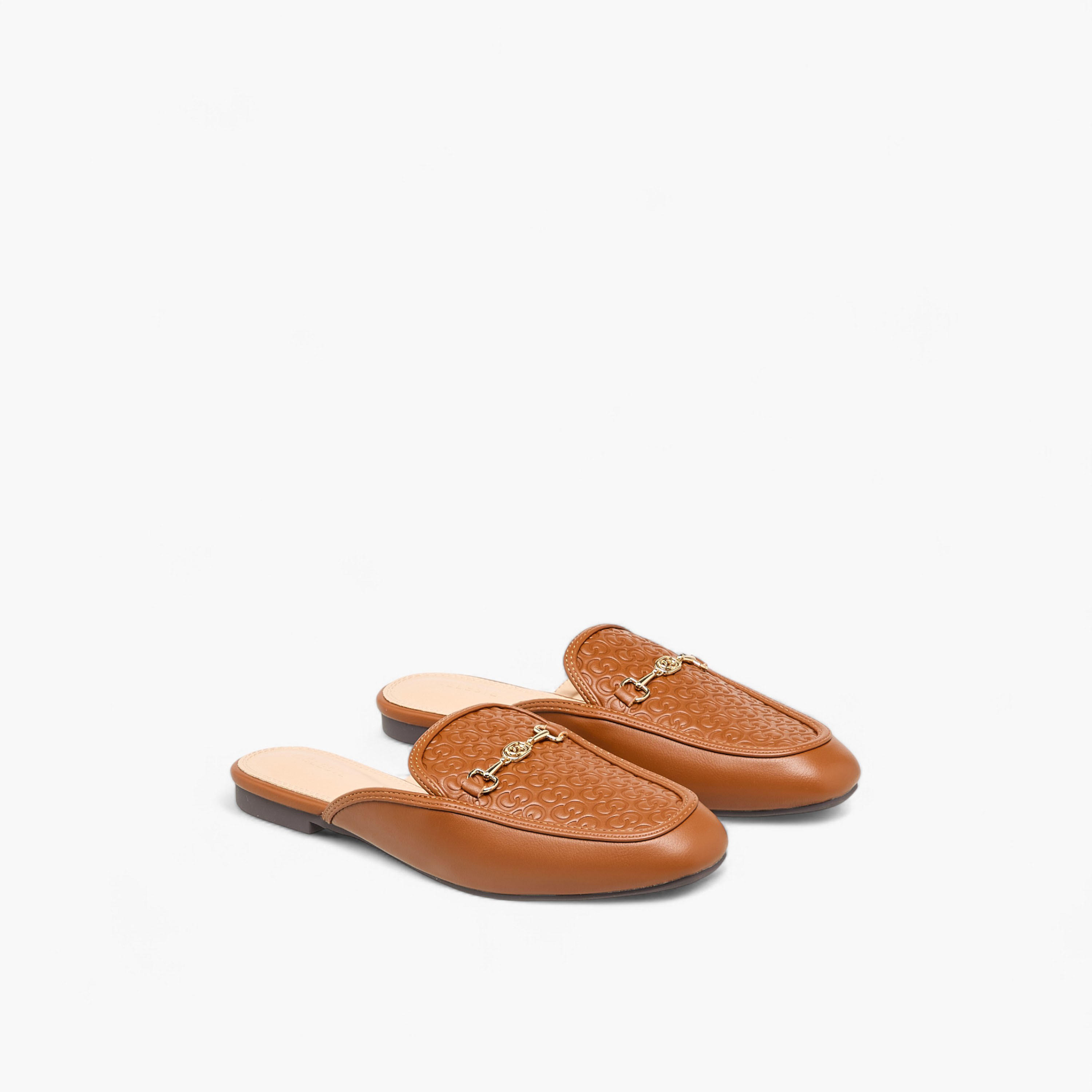 Celeste Women Monogram Embossed Mules-women-shoes-flats-mules-image-1