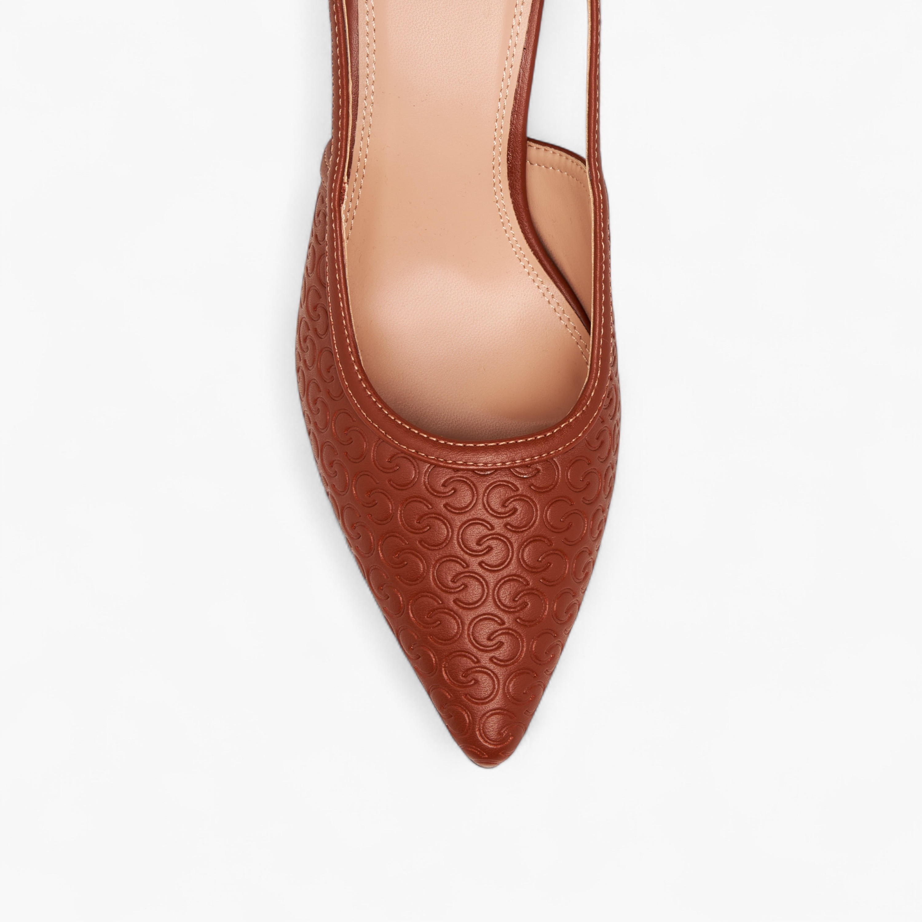 Celeste Women's Monogram Embossed Pointed Toe Shoes with Block Heels-women-shoes-heels-image-4