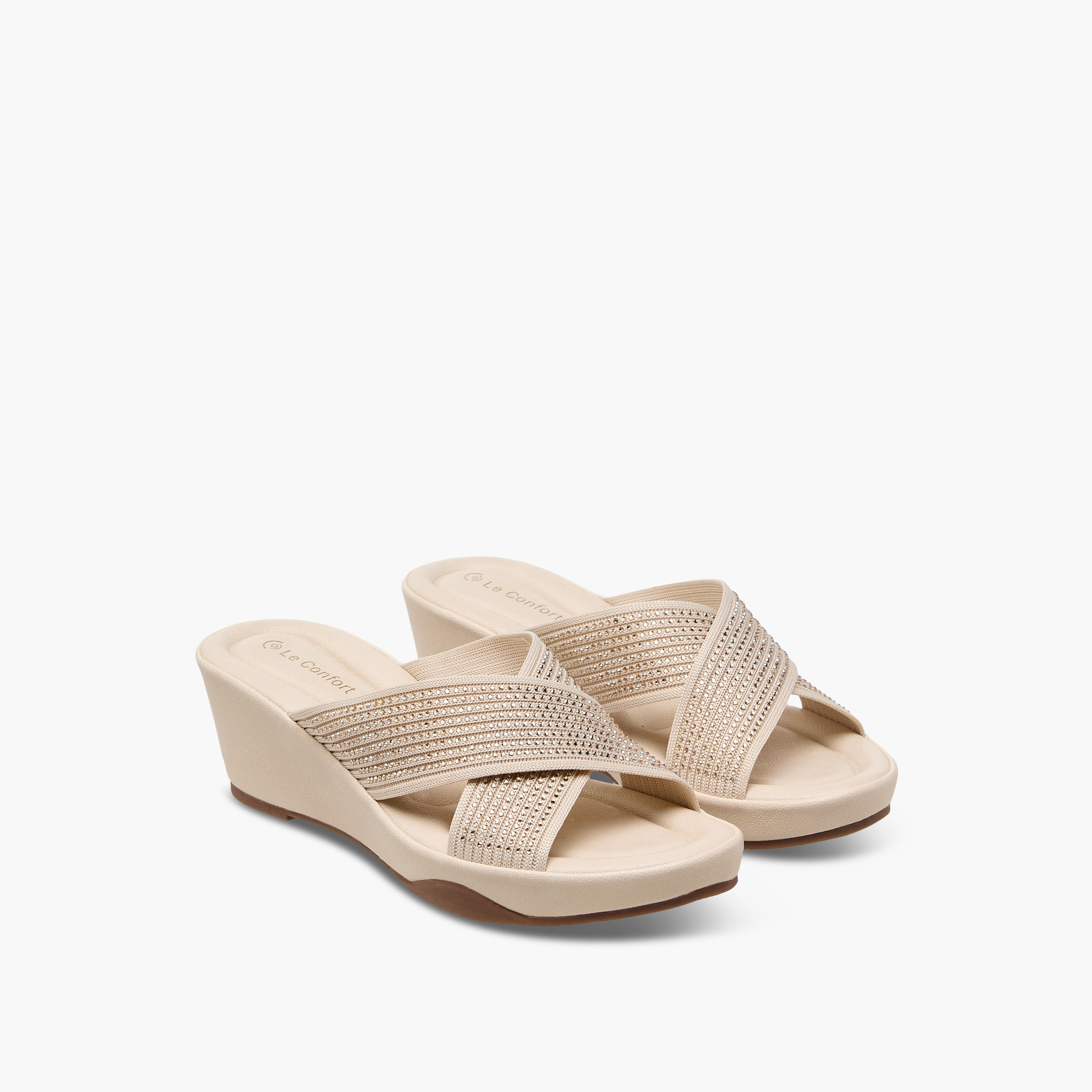 Le Confort Women Wedge Heel Cross Strap Comfort Sandals-women-shoes-sandals-heeled-image-1