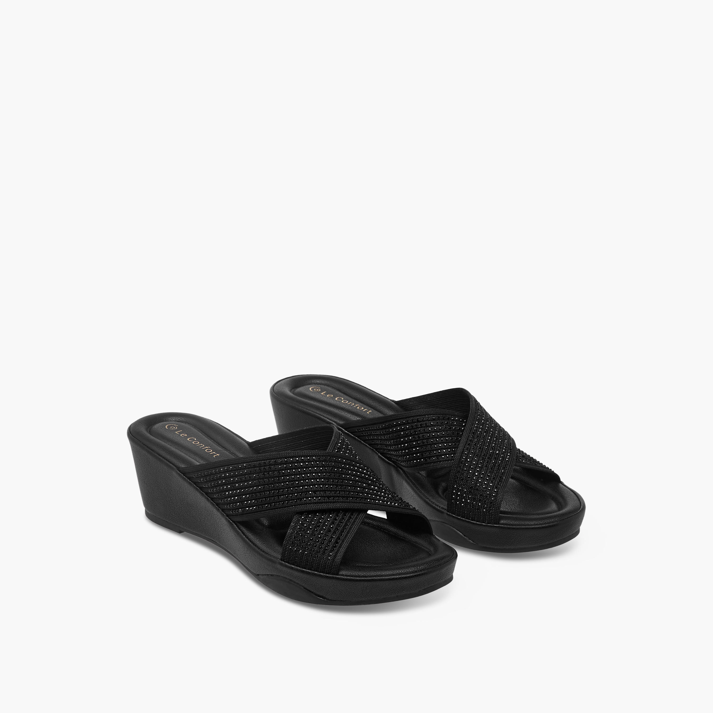Le Confort Women Wedge Heel Cross Strap Comfort Sandals-women-shoes-sandals-heeled-image-1