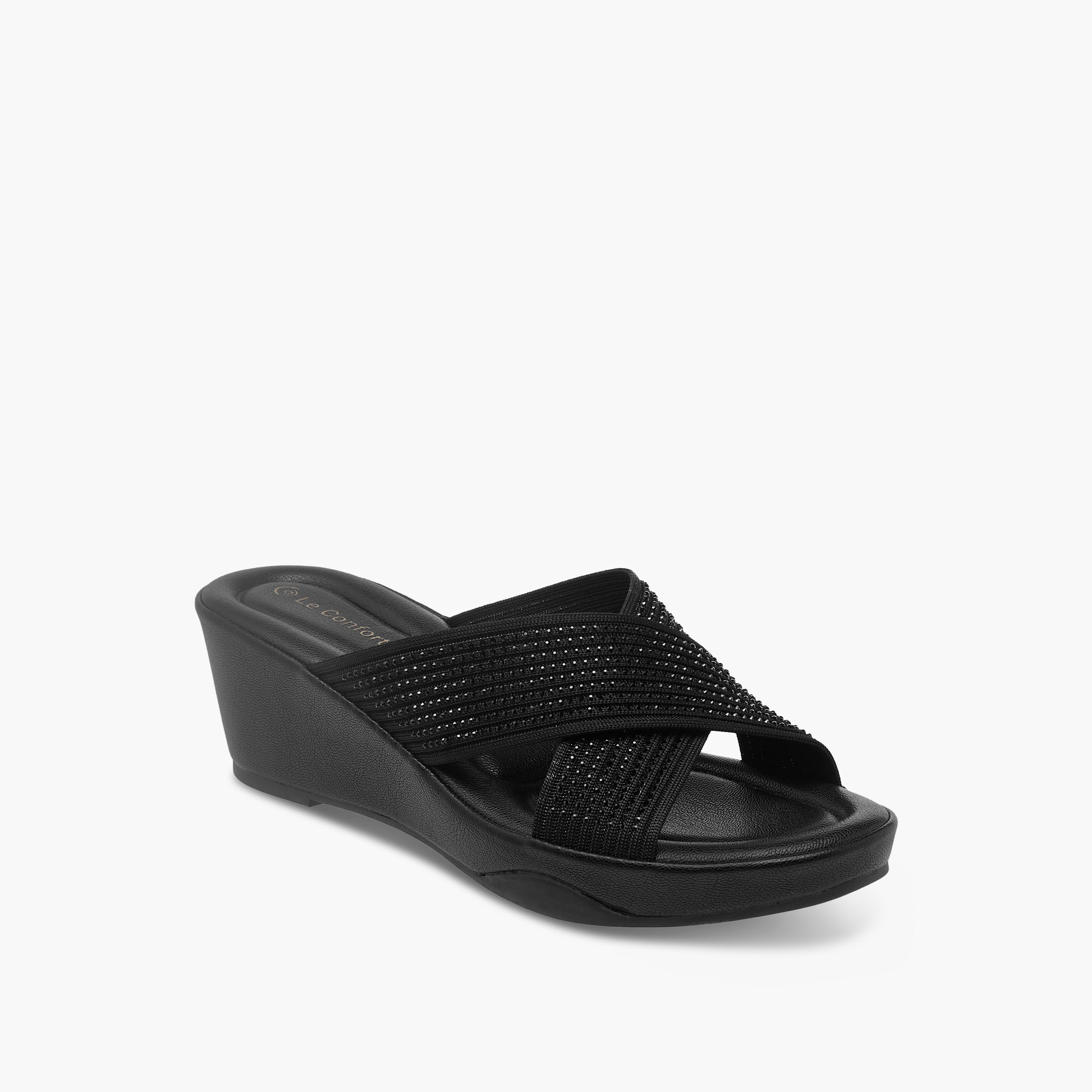 Le Confort Women Wedge Heel Cross Strap Comfort Sandals-women-shoes-sandals-heeled-image-2