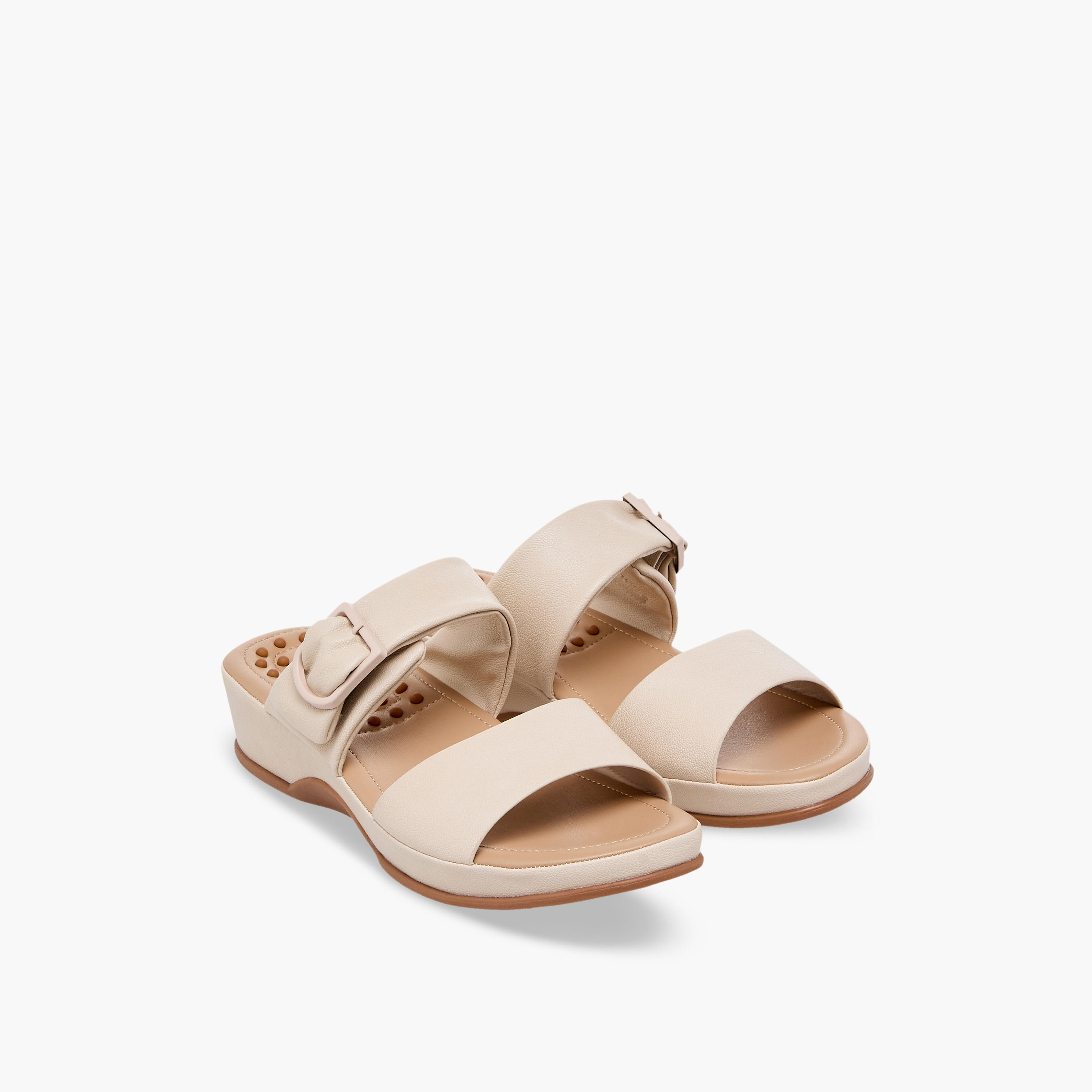 Le Confort Women Buckle Detail Wedge Heel Sandals-women-shoes-sandals-heeled-image-1