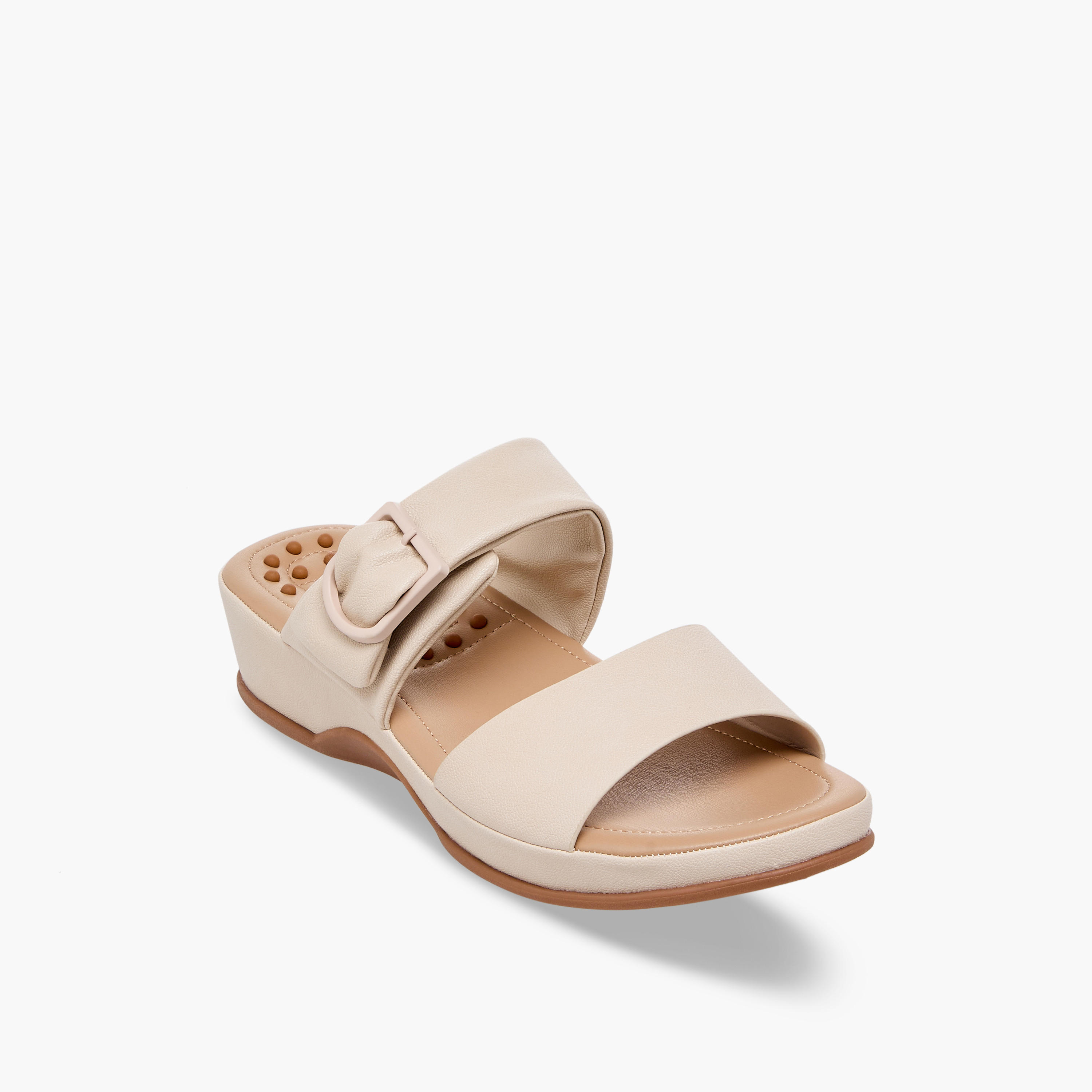 Le Confort Women Buckle Detail Wedge Heel Sandals-women-shoes-sandals-heeled-image-2