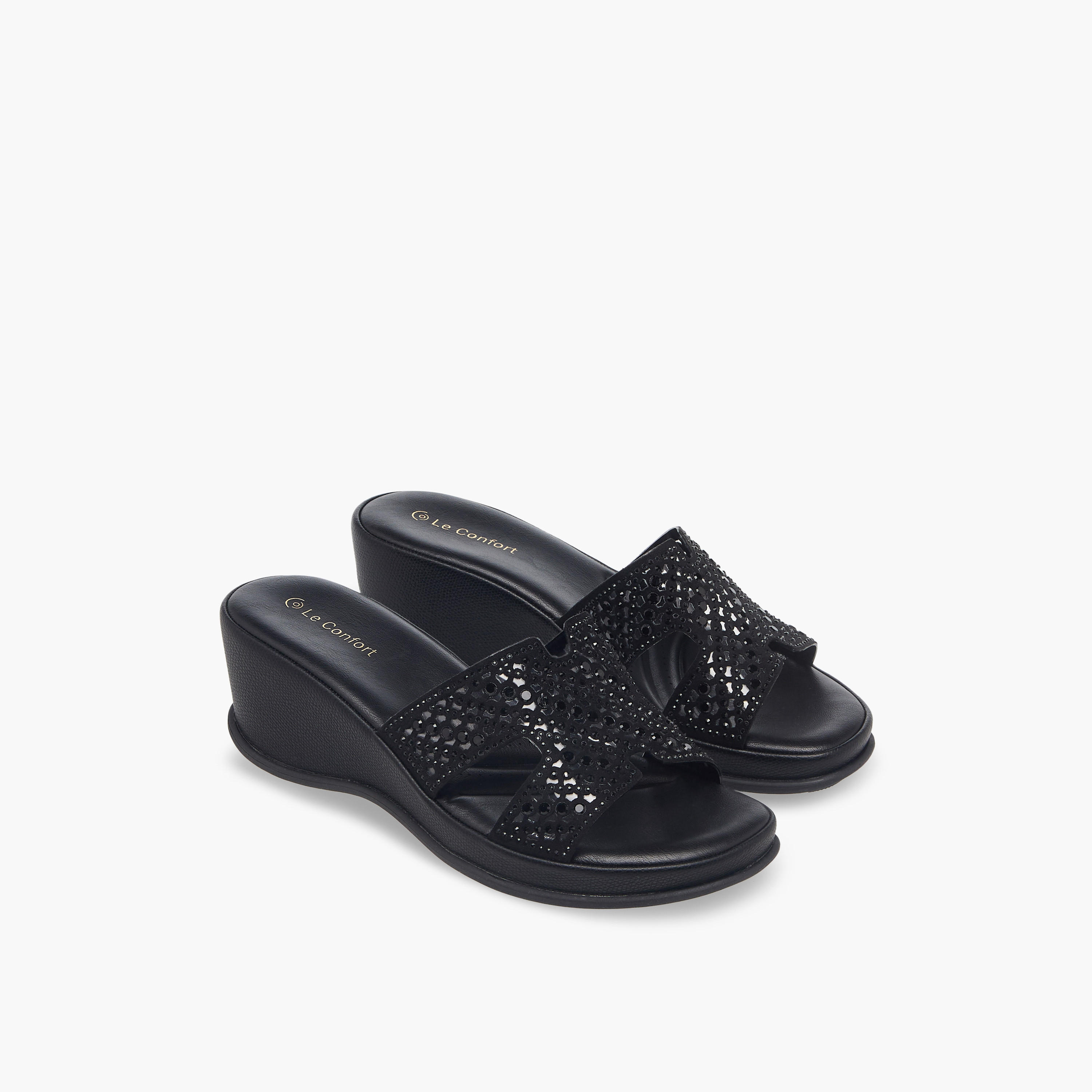 Le Confort Women Embellished Wedge Heel Sandals-women-shoes-sandals-heeled-image-1