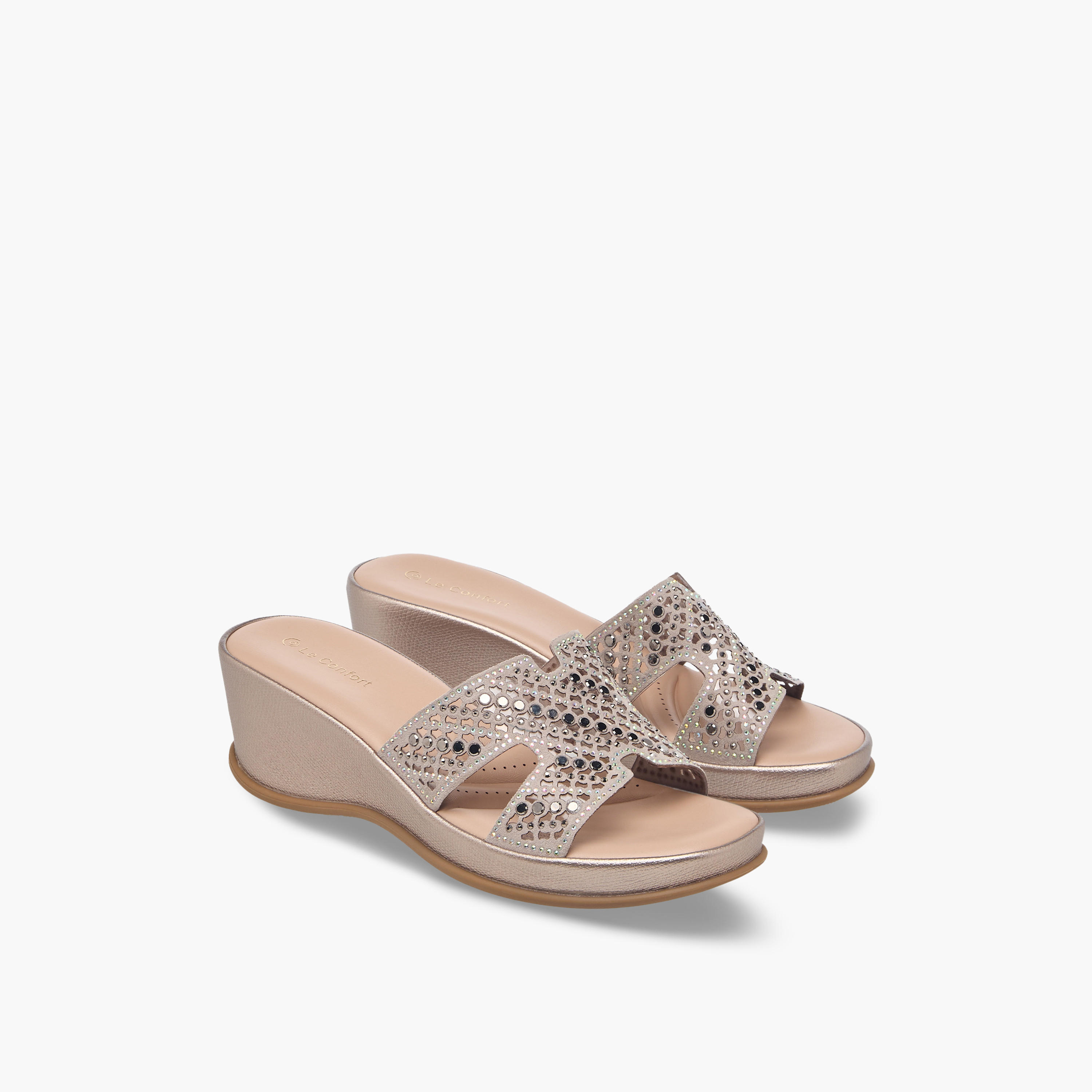 Le Confort Women Embellished Wedge Heel Sandals-women-shoes-sandals-heeled-image-1