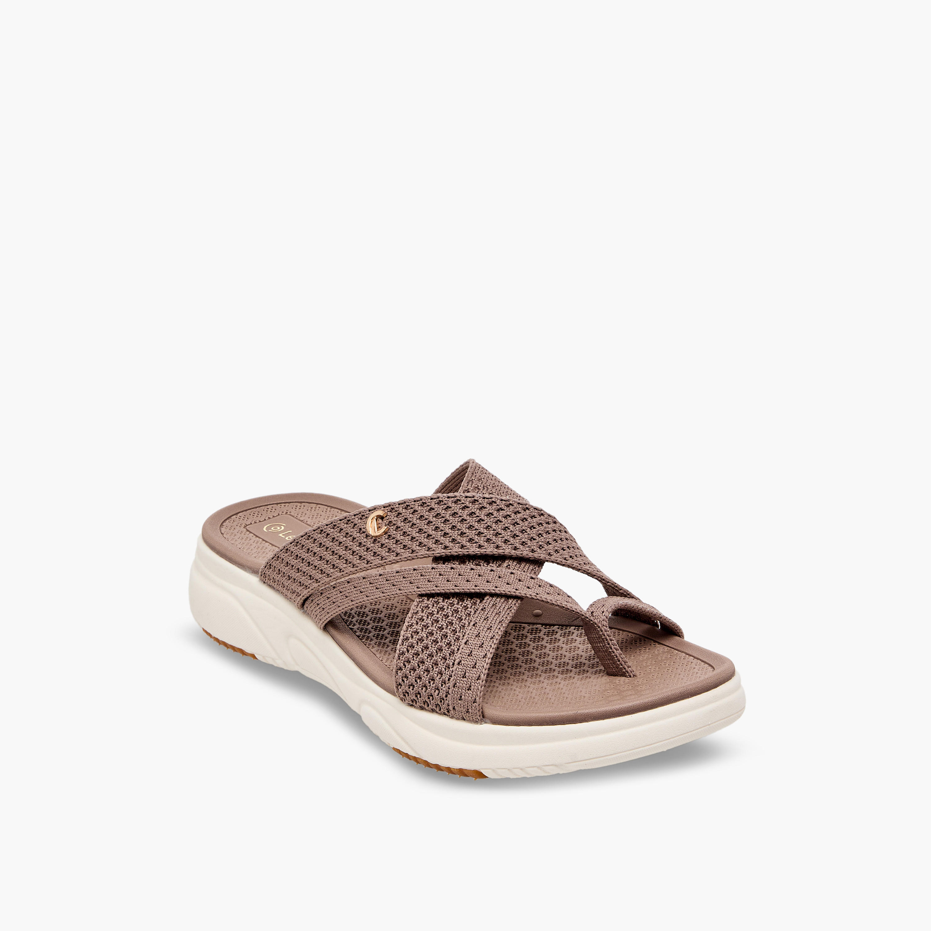 Le Confort Women Textured Slip-On Sandals-women-shoes-sandals-flats-image-2