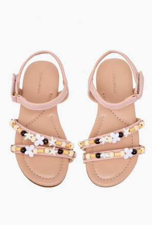 Flora Bella Girls Beaded Accent Hook & Loop Sandals-girls-shoes-image-1