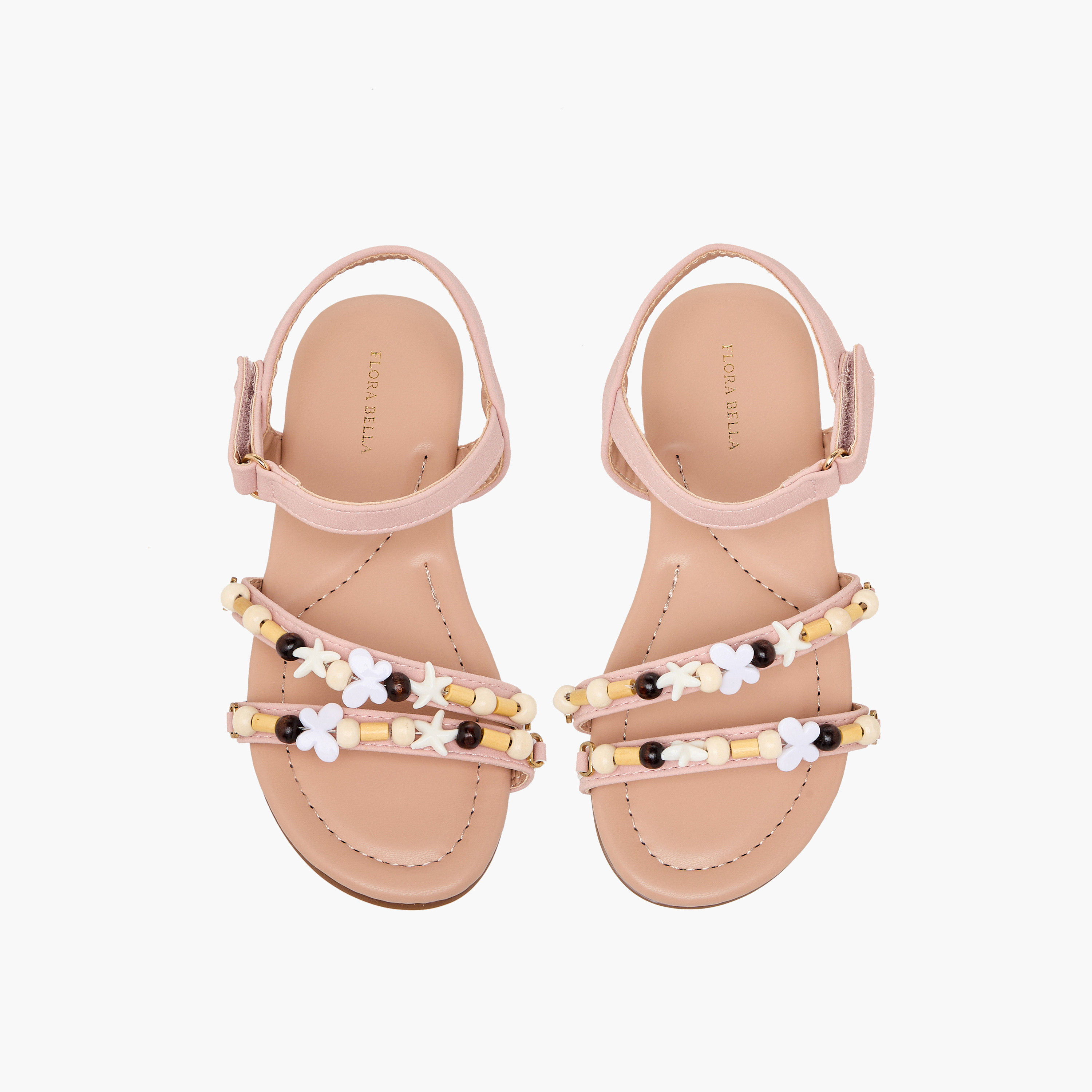صندل للبنات بشريط إغلاق لاصق وتزيينات خرز من فلورا بيلا-girls-shoes-sandals-image-1