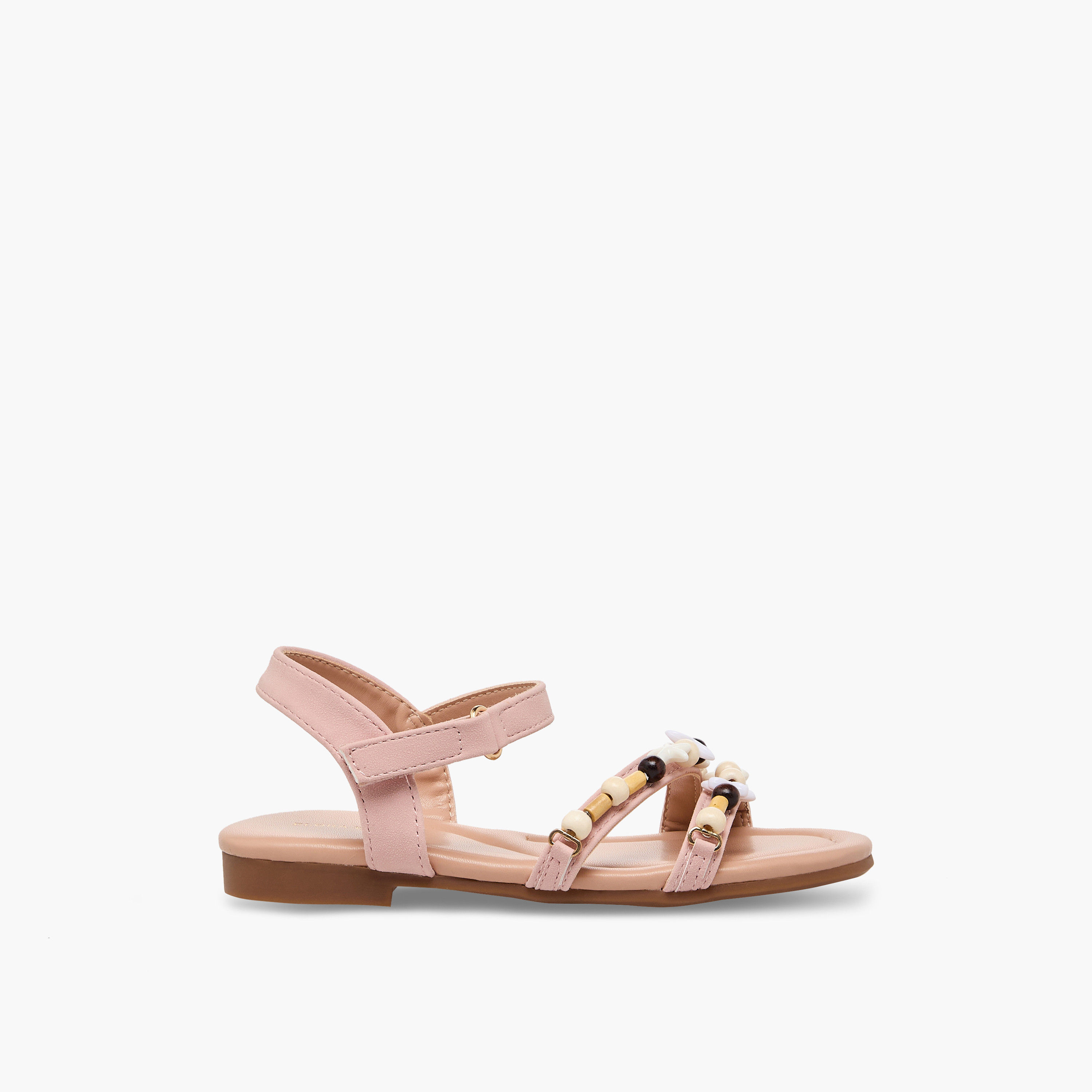 صندل للبنات بشريط إغلاق لاصق وتزيينات خرز من فلورا بيلا-girls-shoes-sandals-image-3