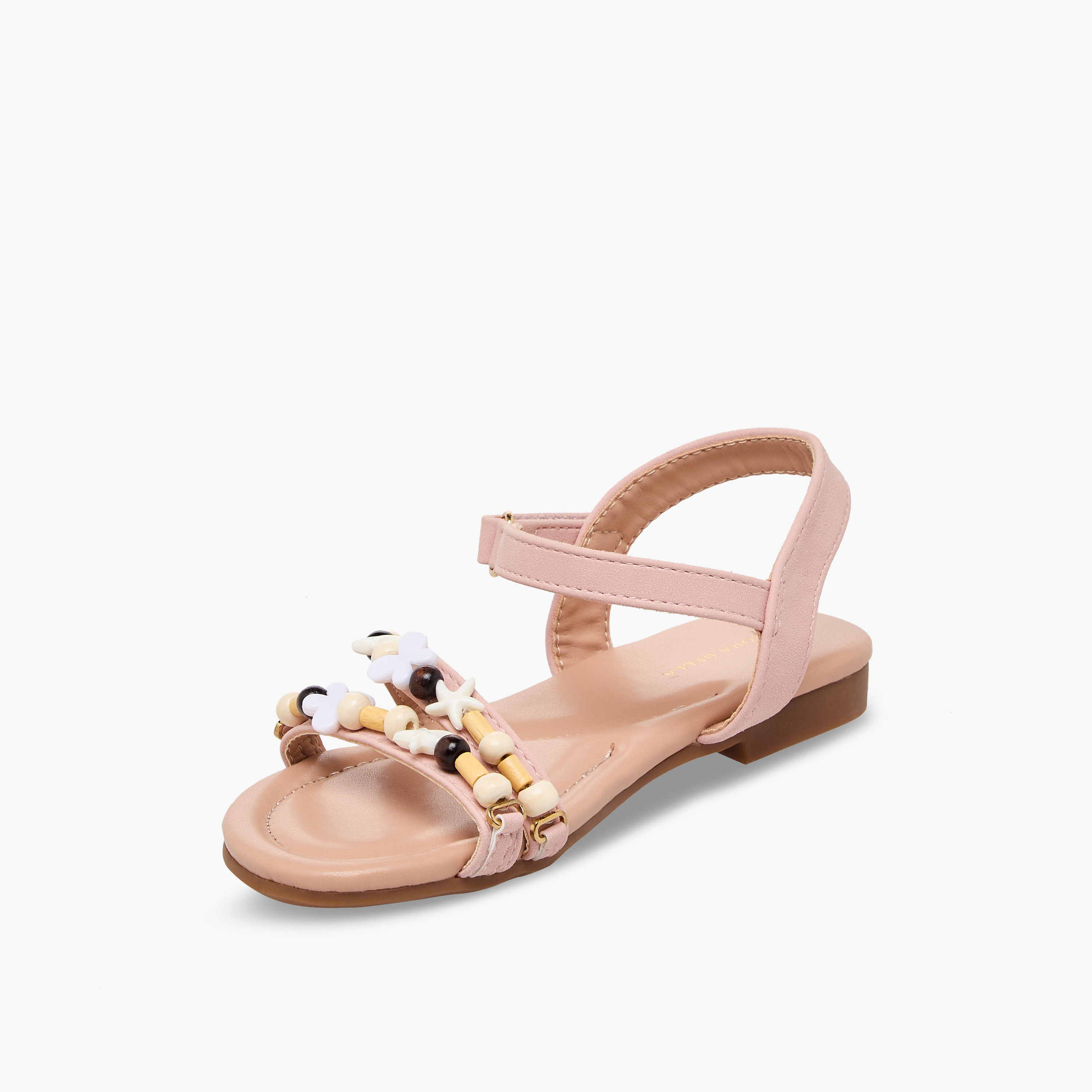 صندل للبنات بشريط إغلاق لاصق وتزيينات خرز من فلورا بيلا-girls-shoes-sandals-image-4