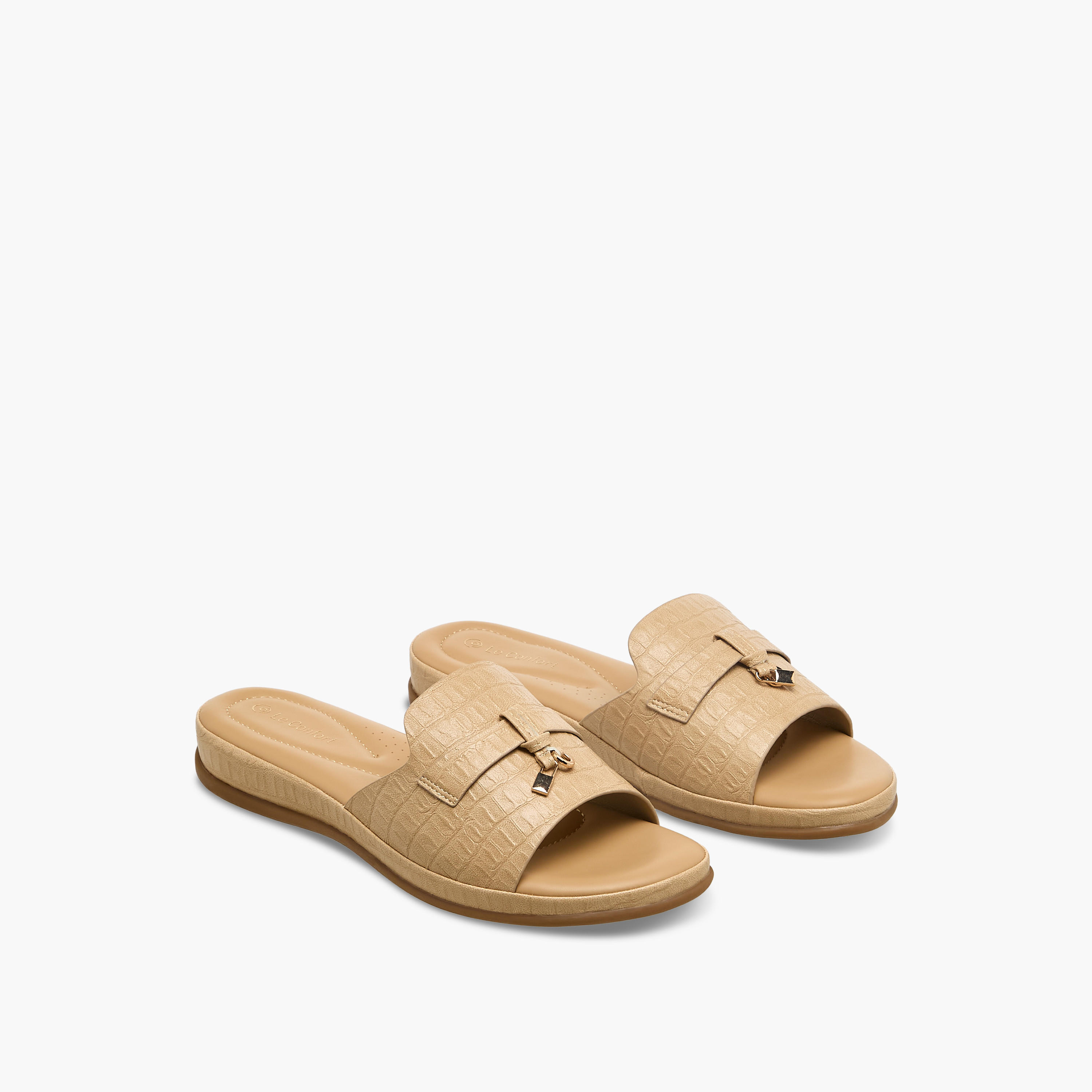 Le Confort Women Textured Slide Sandals-women-shoes-flats-sandals-image-1