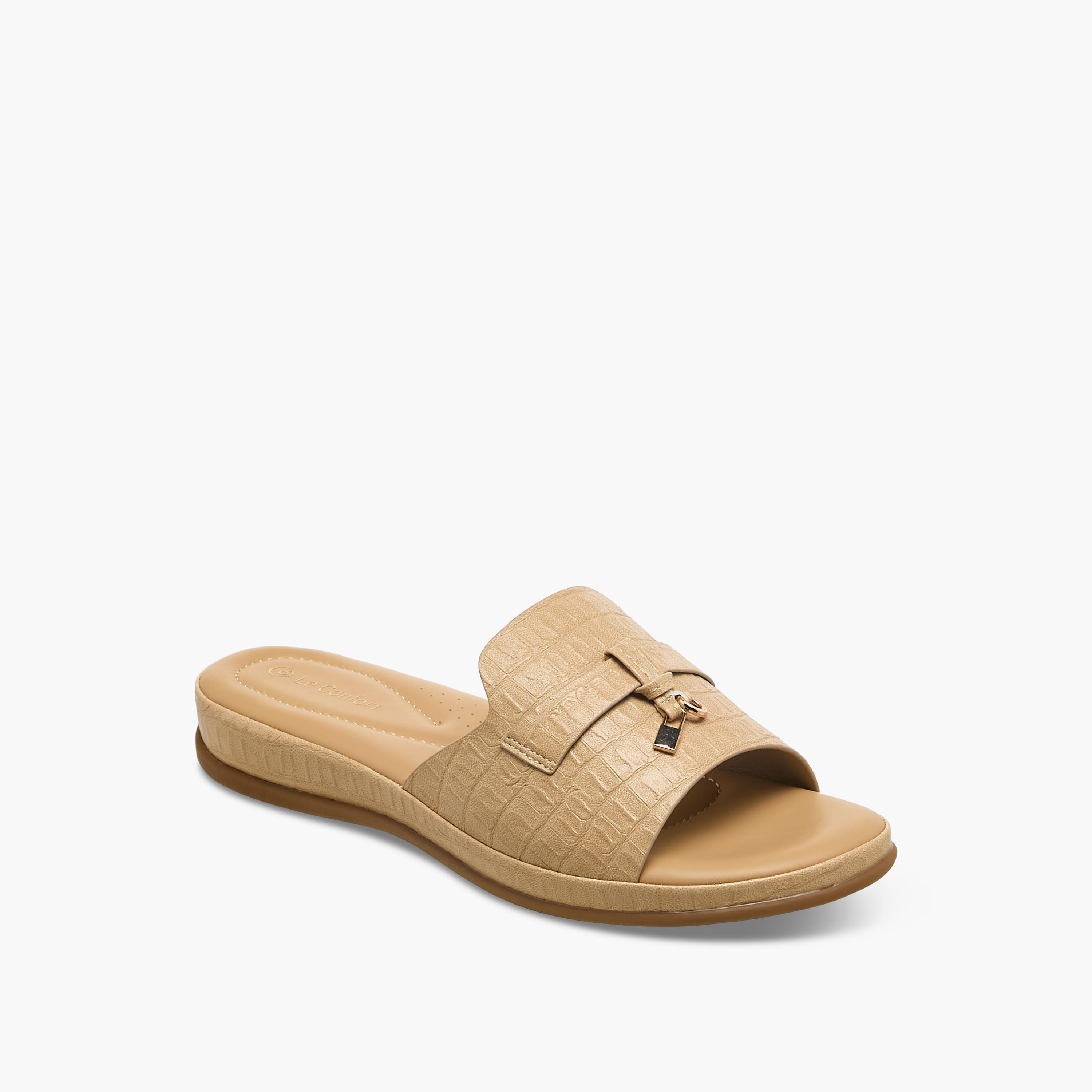 Le Confort Women Textured Slide Sandals-women-shoes-flats-sandals-image-2