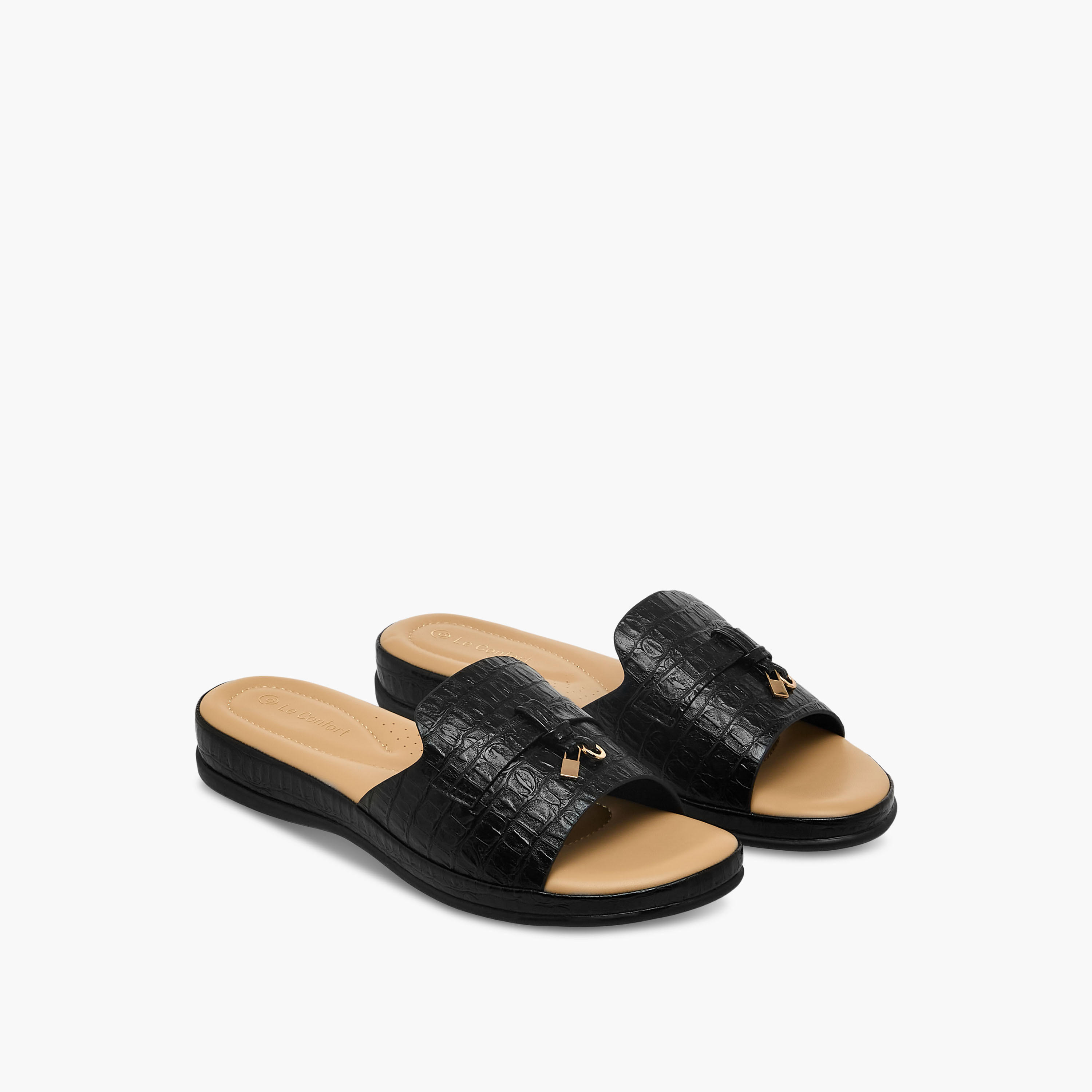 Le Confort Women Textured Slide Sandals-women-shoes-flats-sandals-image-1