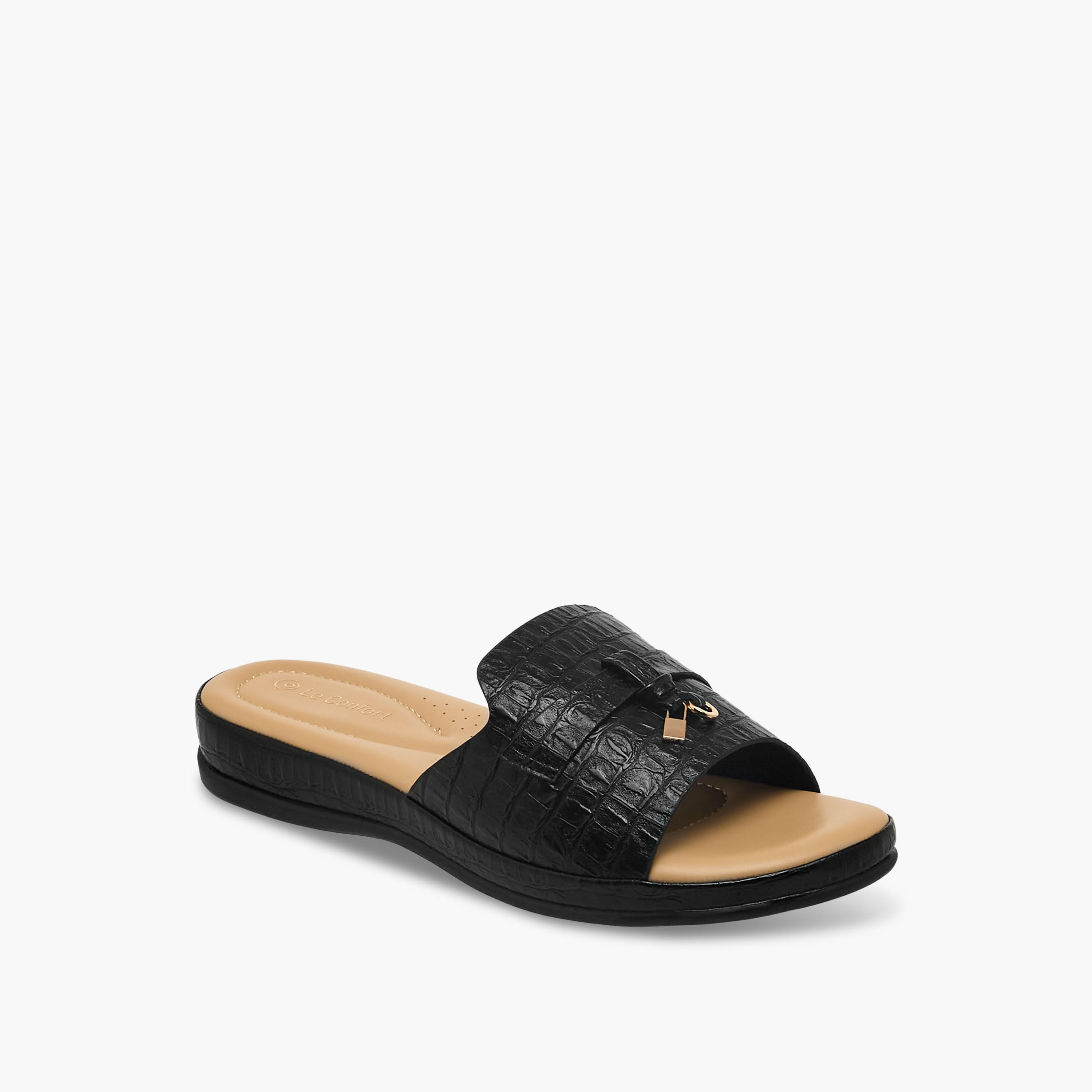 Le Confort Women Textured Slide Sandals-women-shoes-flats-sandals-image-2