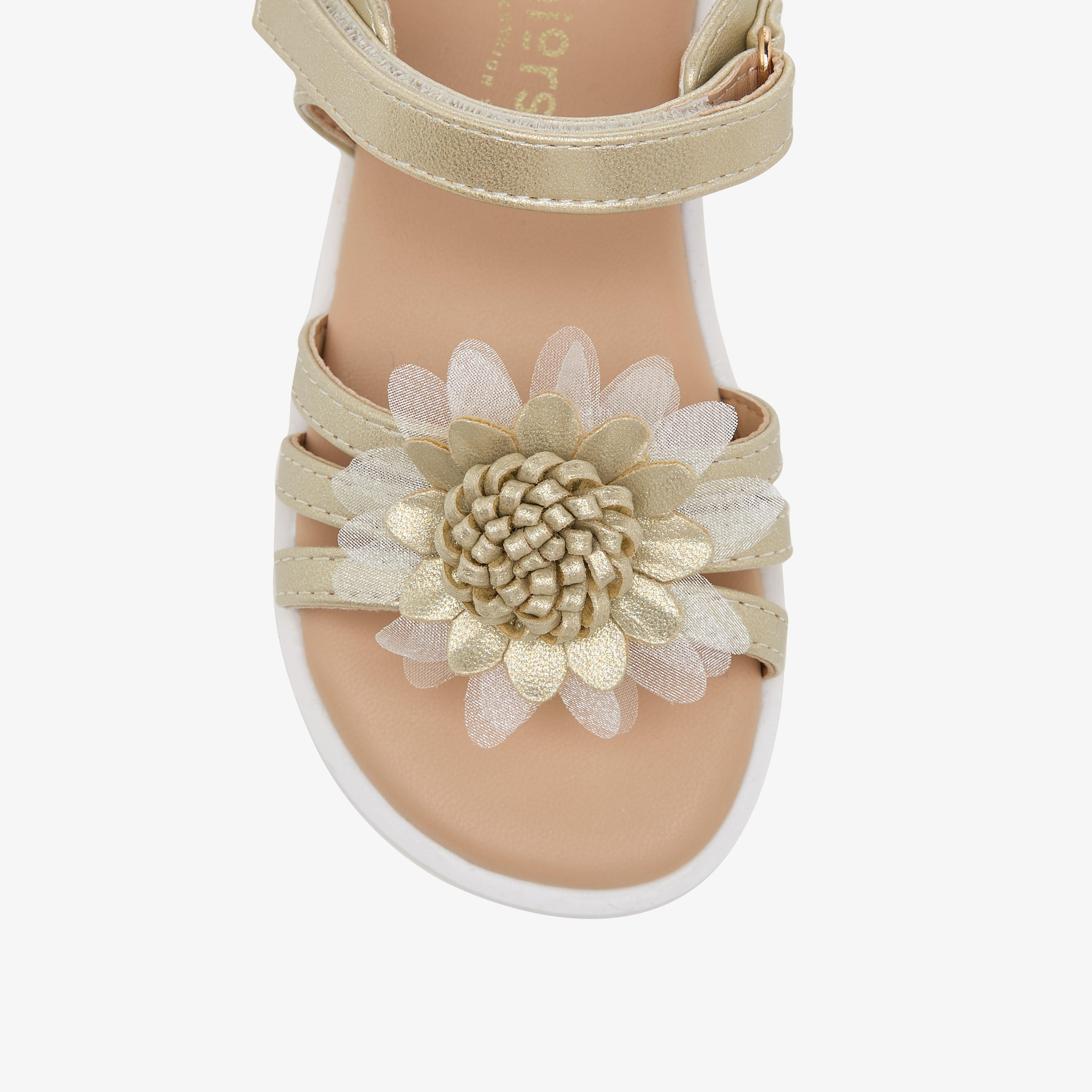 صندل مزين بالزهور بشريط إغلاق لاصق للبنات من جونيورز-girls-shoes-sandals-image-3