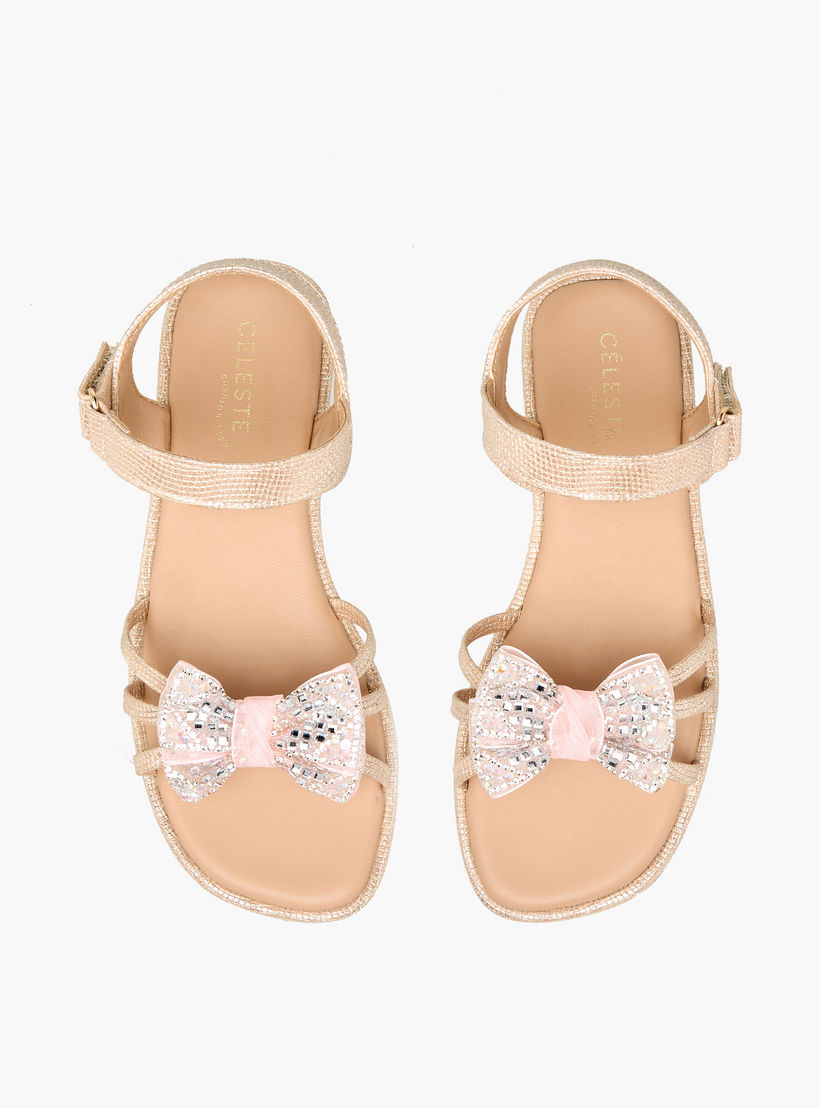 Celeste Girls Bow Embellished Flat Sandals-girls-shoes-sandals-image-1