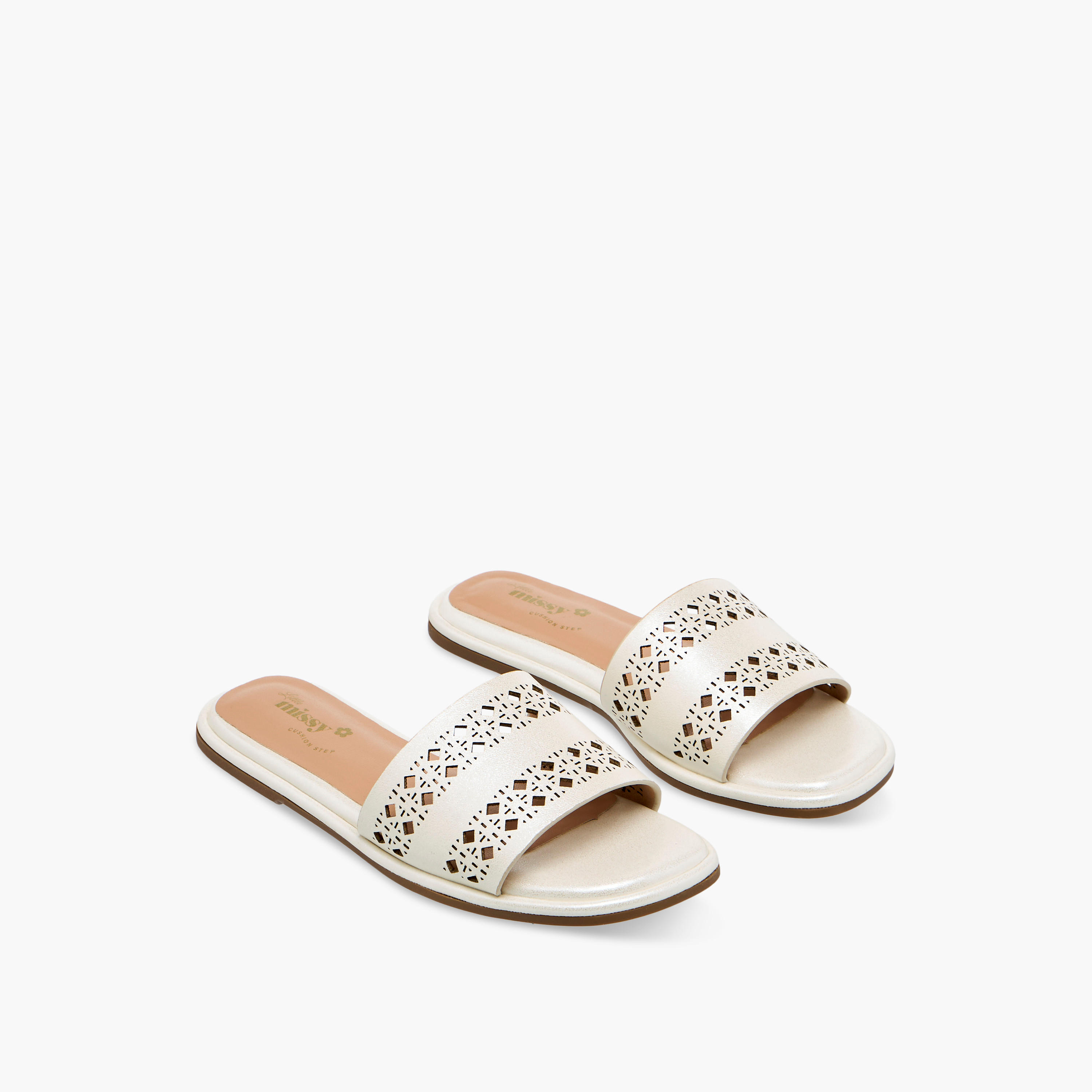 Little Missy Girls Perforated Slide Sandals-girls-shoes-sandals-image-1