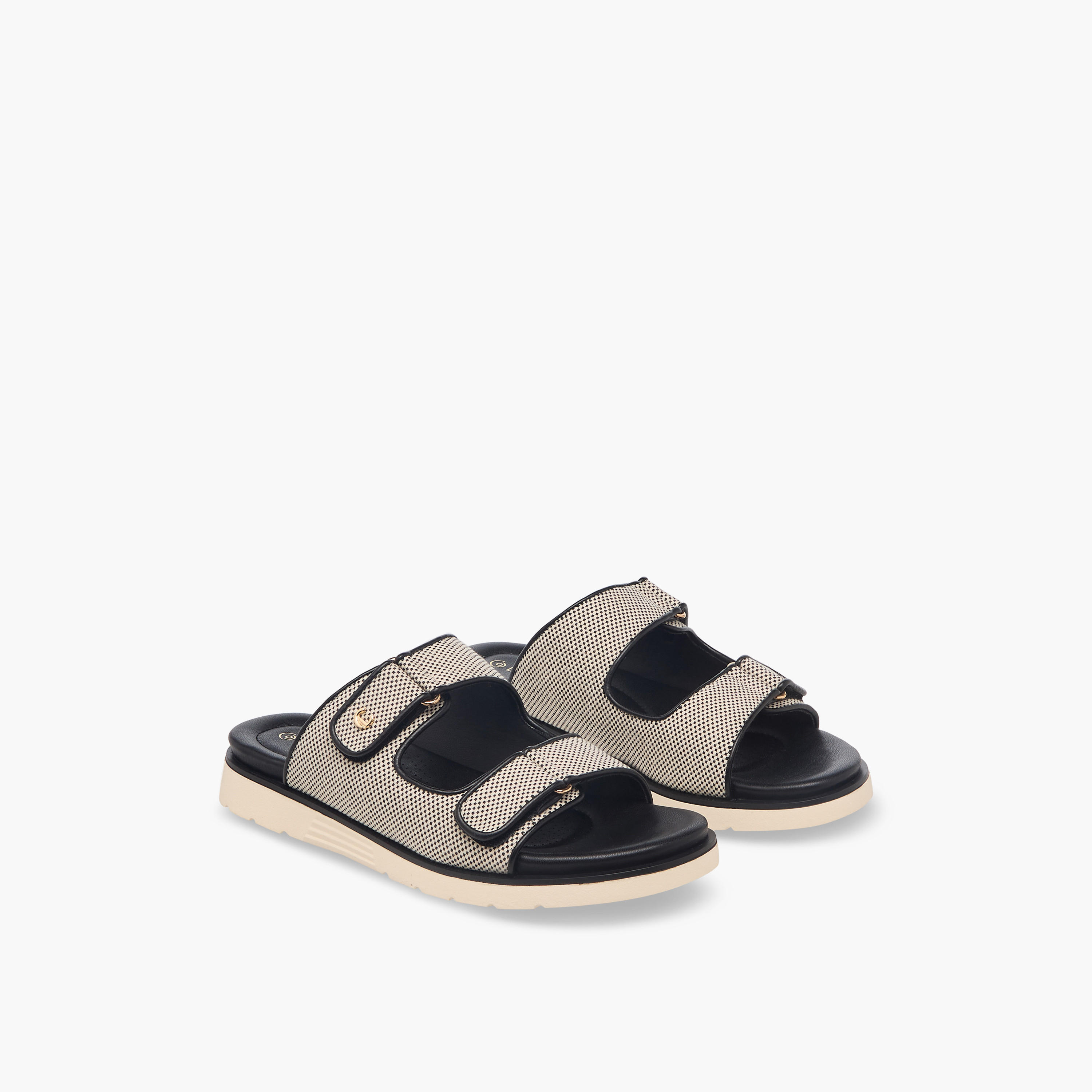Le Confort Women Weave Textured Slip-On Comfort Sandals-women-shoes-flats-sandals-image-1