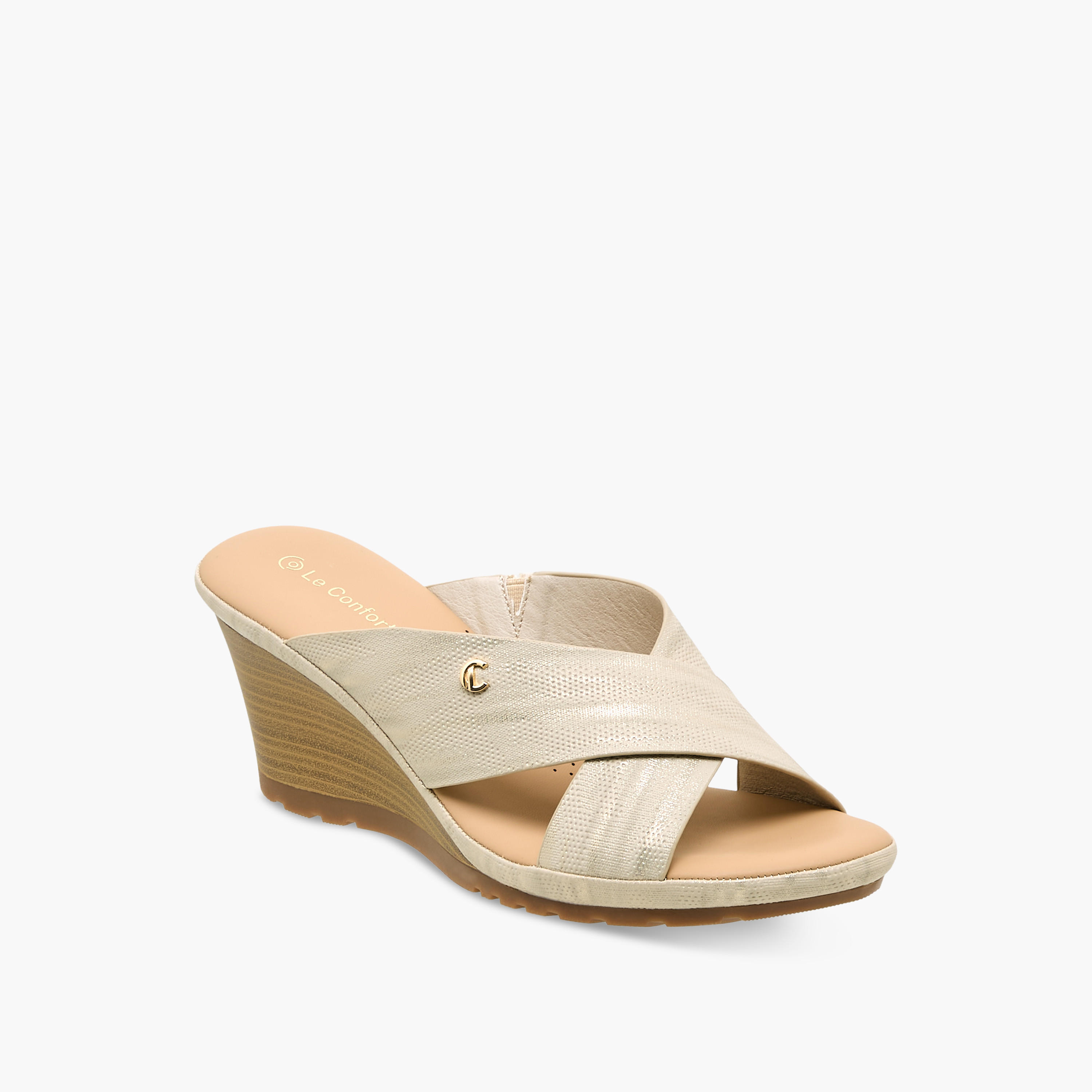 Le Confort Women Cross Strap Wedge Heel Sandals-women-shoes-sandals-heeled-image-3