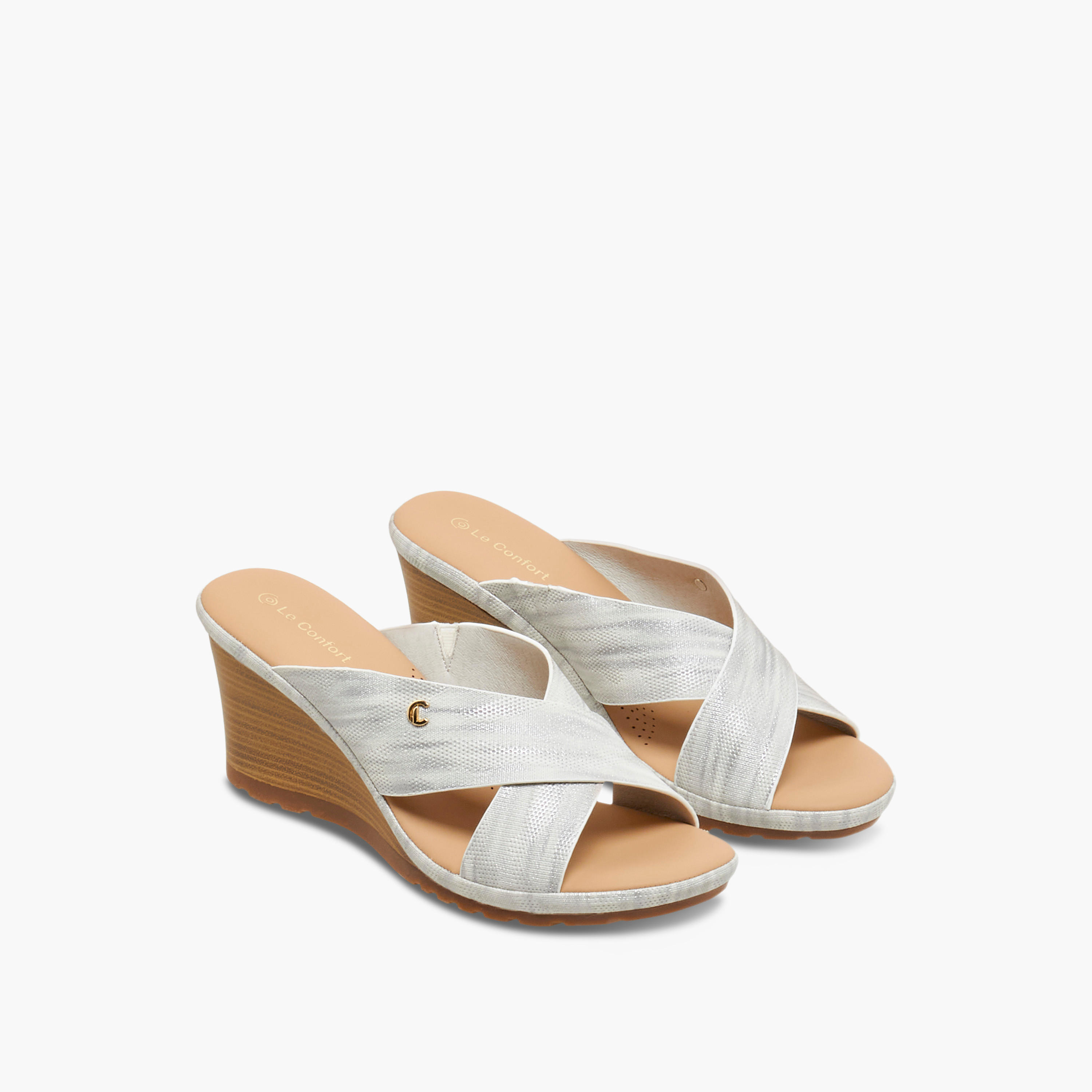 Le Confort Women Cross Strap Wedge Heel Sandals-women-shoes-sandals-heeled-image-1