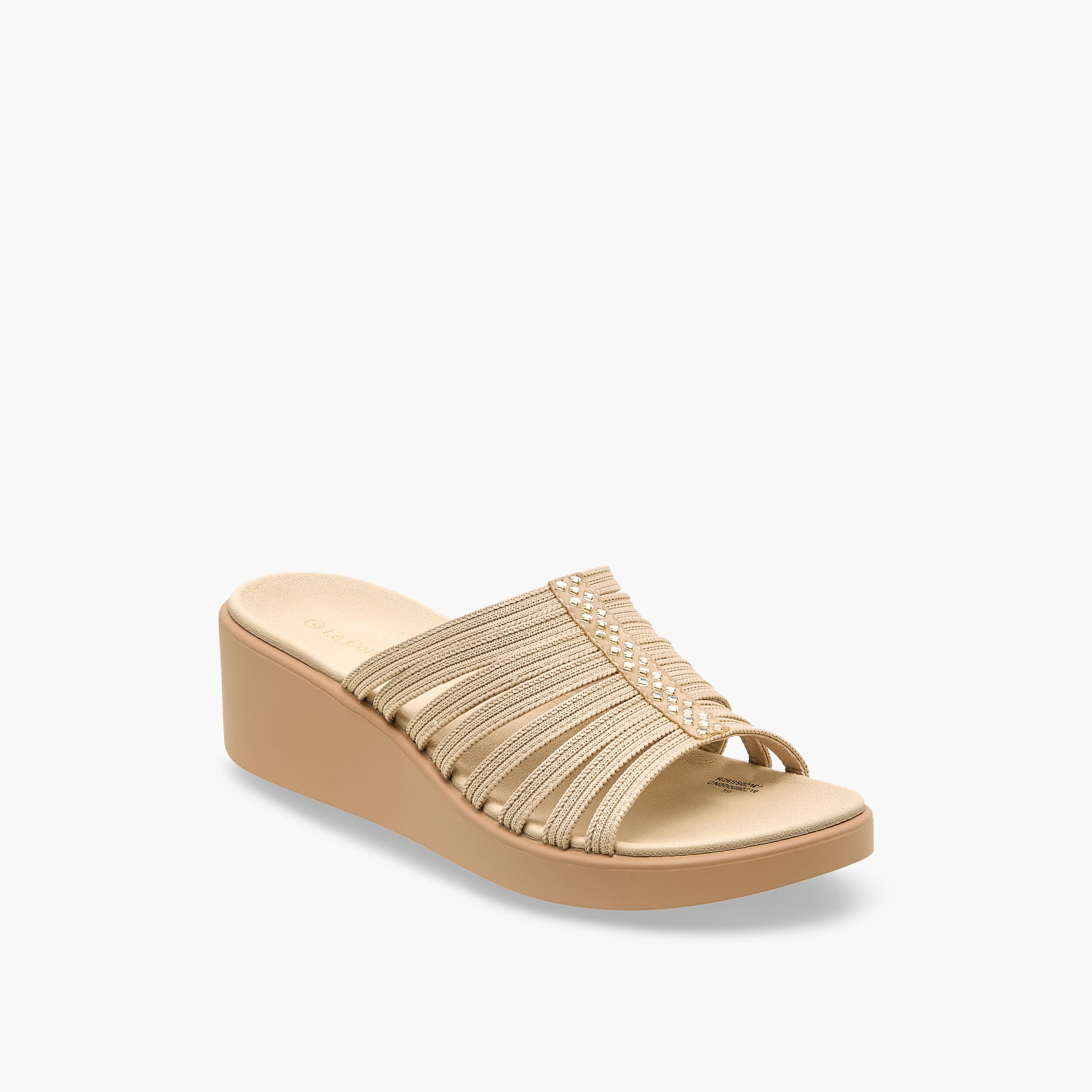 Le Confort Women Textured Flyknit Wedge Heel Sandals-women-shoes-sandals-heeled-image-2