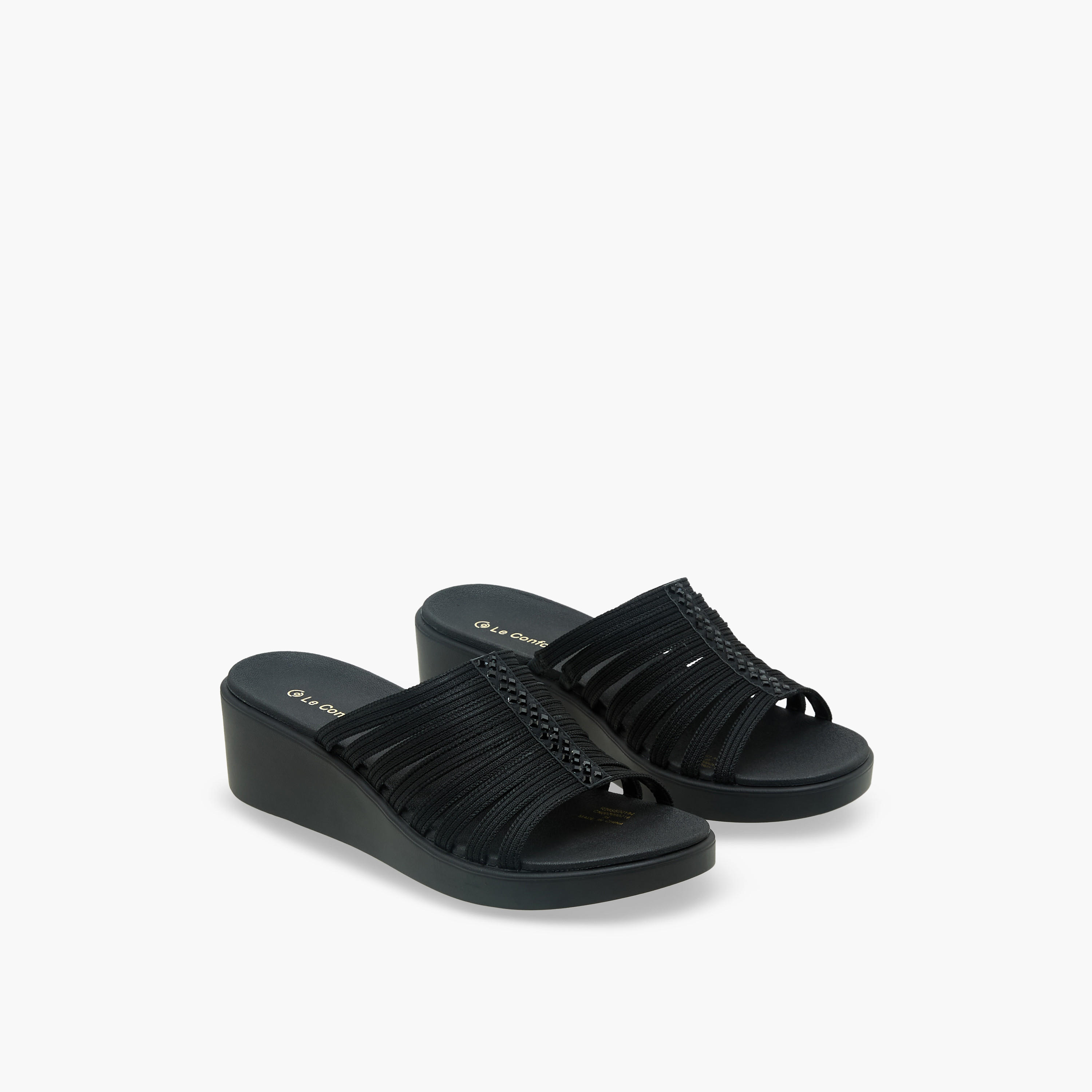 Le Confort Women Textured Flyknit Wedge Heel Sandals-women-shoes-sandals-heeled-image-1