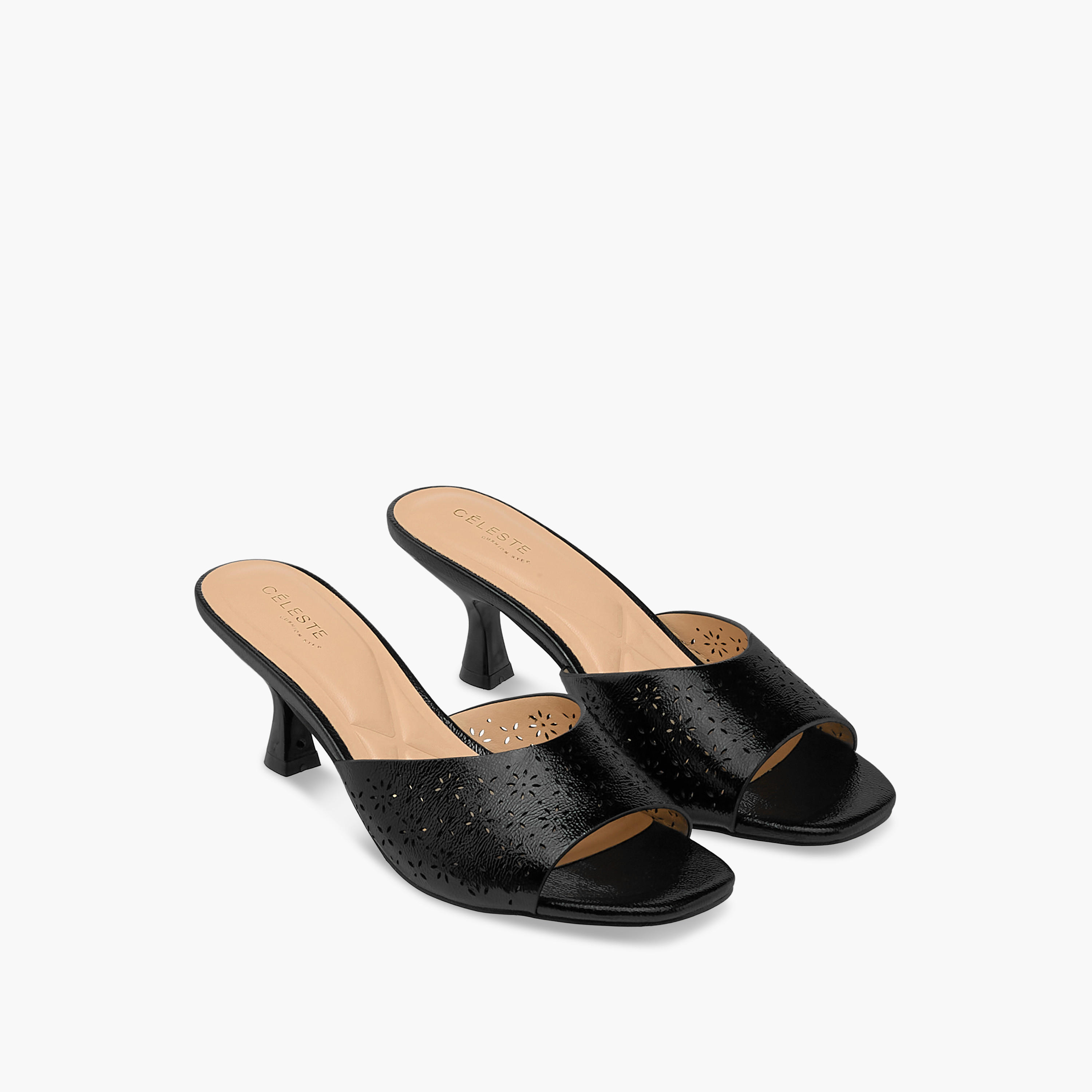 Celeste Women Laser Cut Kitten Heel Sandals-women-shoes-sandals-heeled-image-1