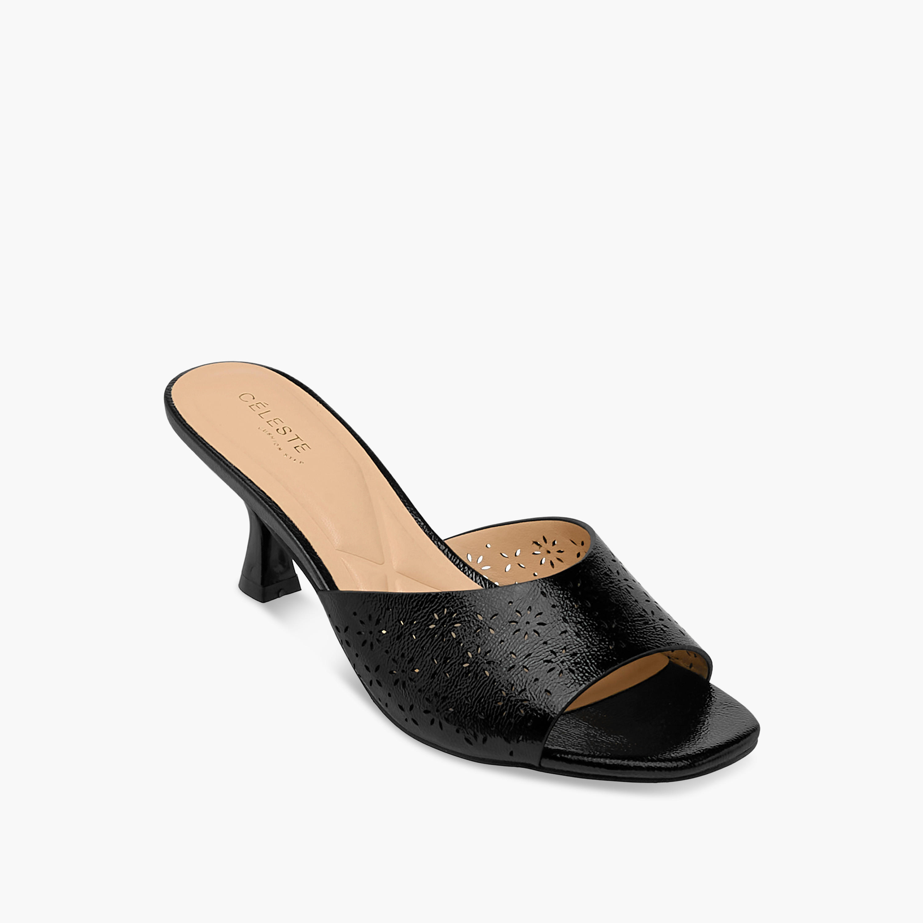 Celeste Women Laser Cut Kitten Heel Sandals-women-shoes-sandals-heeled-image-2